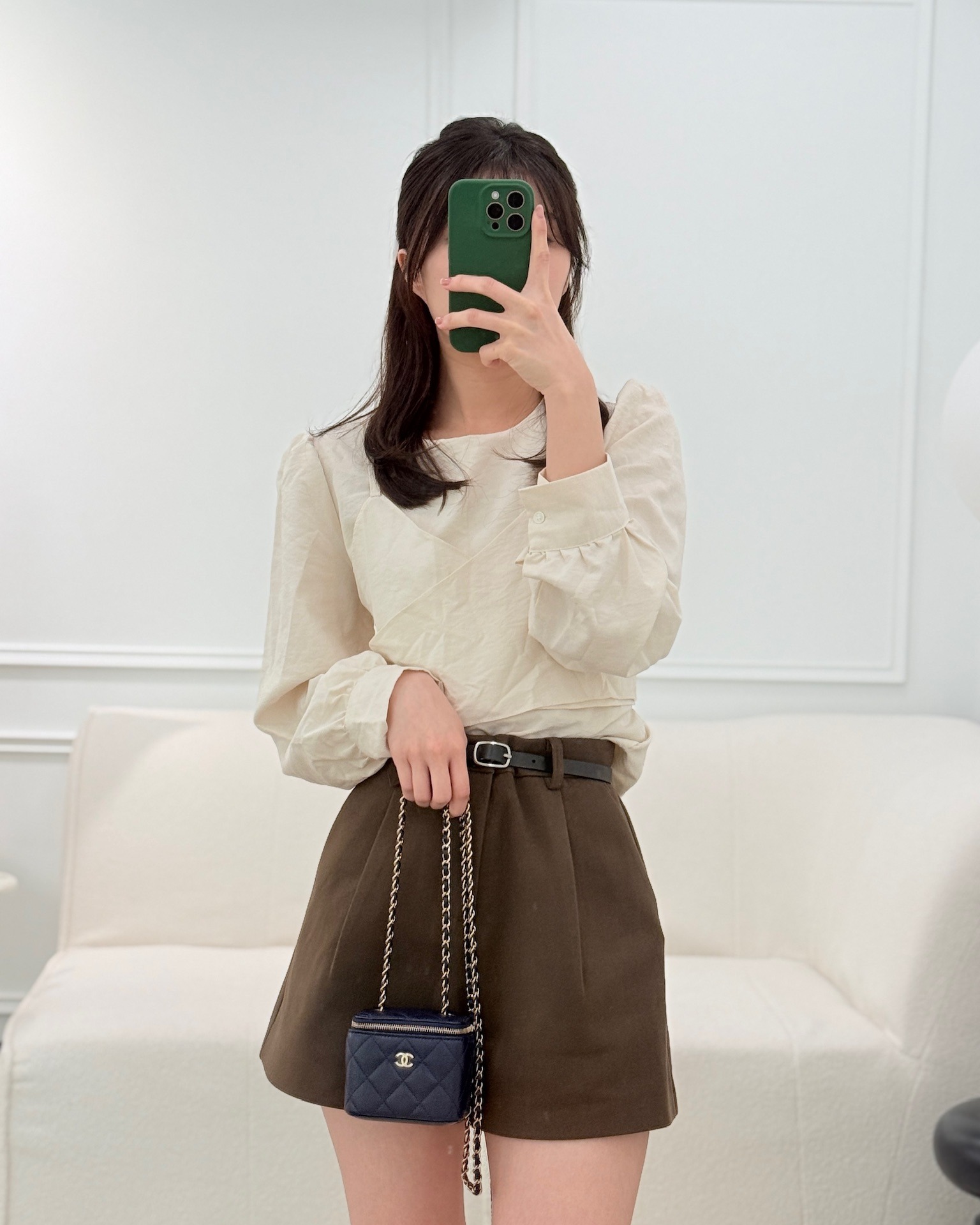 Chanel Mini Vanity With Chain Navy Caviar