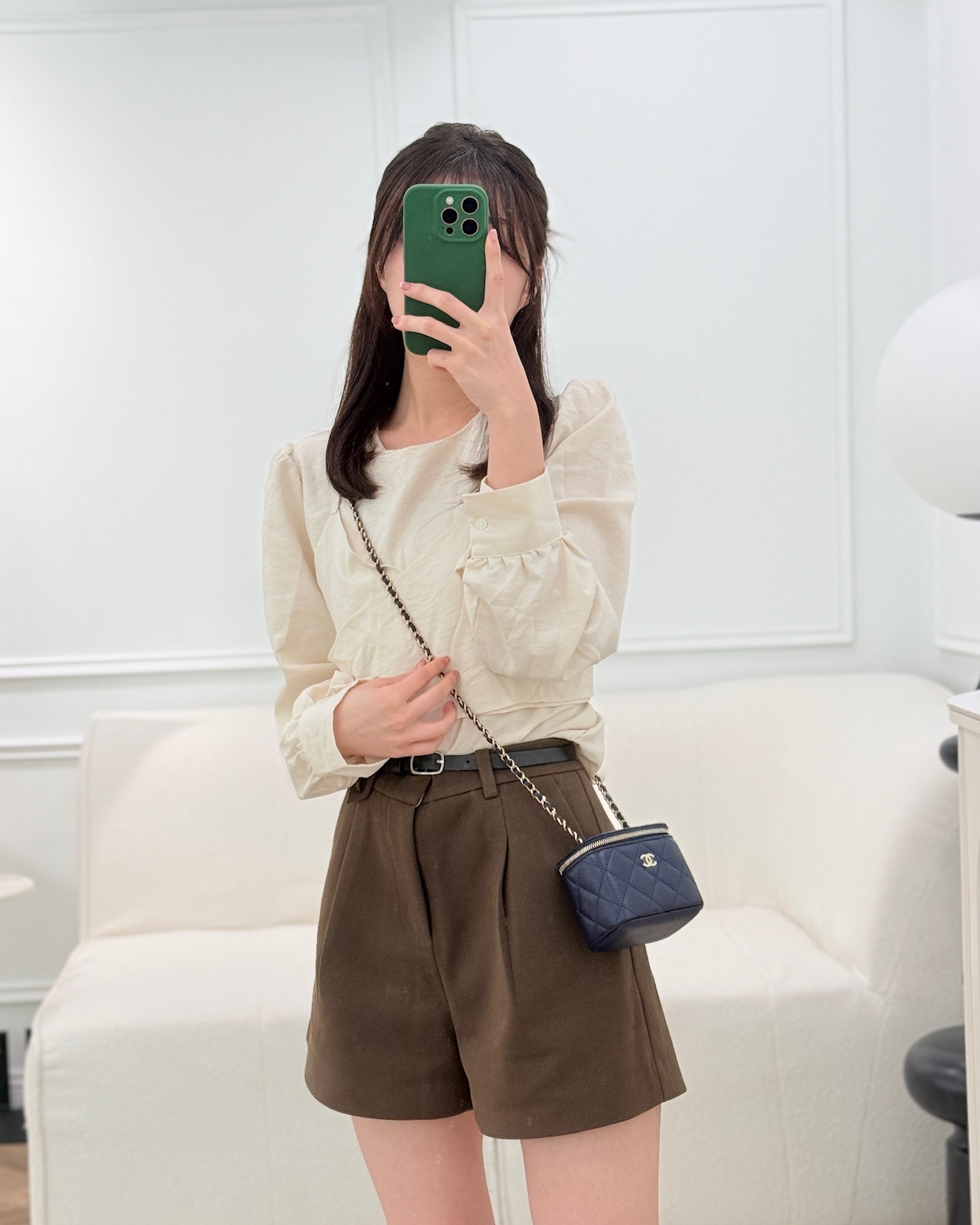 Chanel Mini Vanity With Chain Navy Caviar