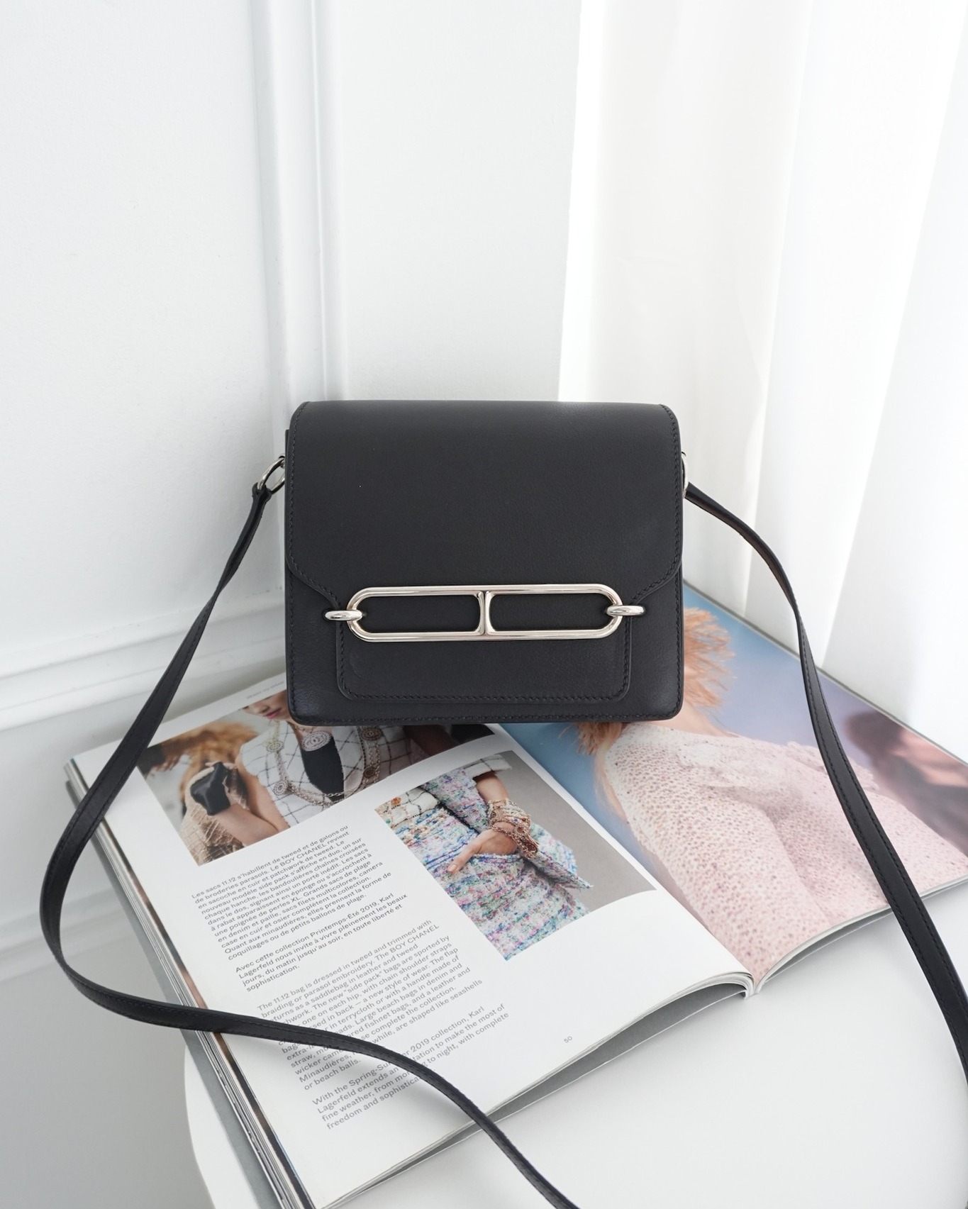 Hermès Roulis Mini 18 Noir 89 Veau Evergrain