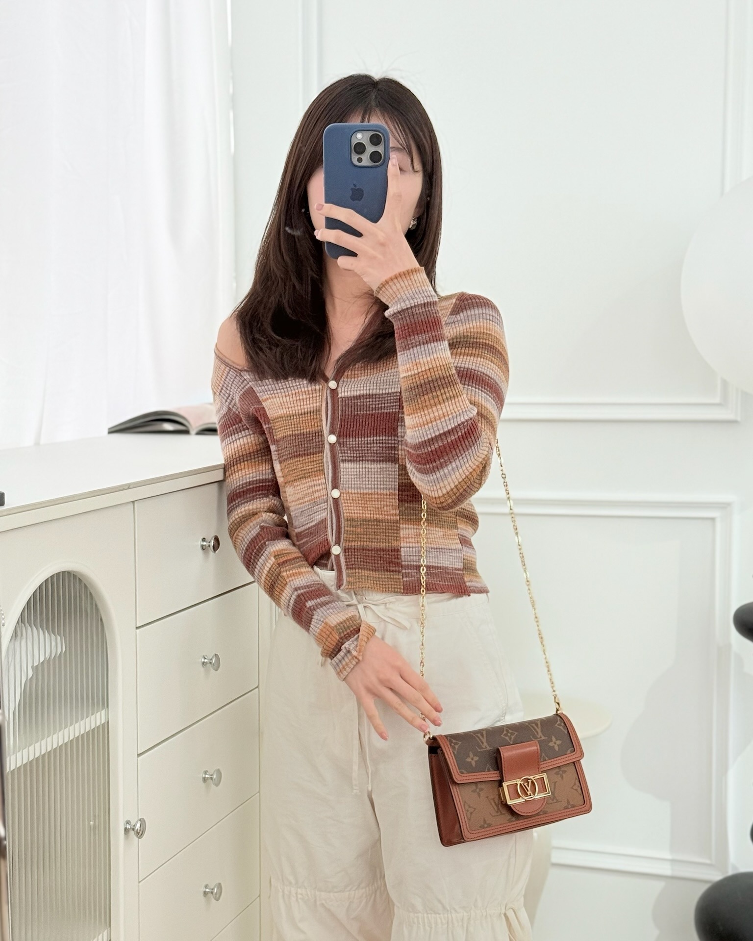 Louis Vuitton Chain Wallet Dauphine Monogram Tan Calfskin