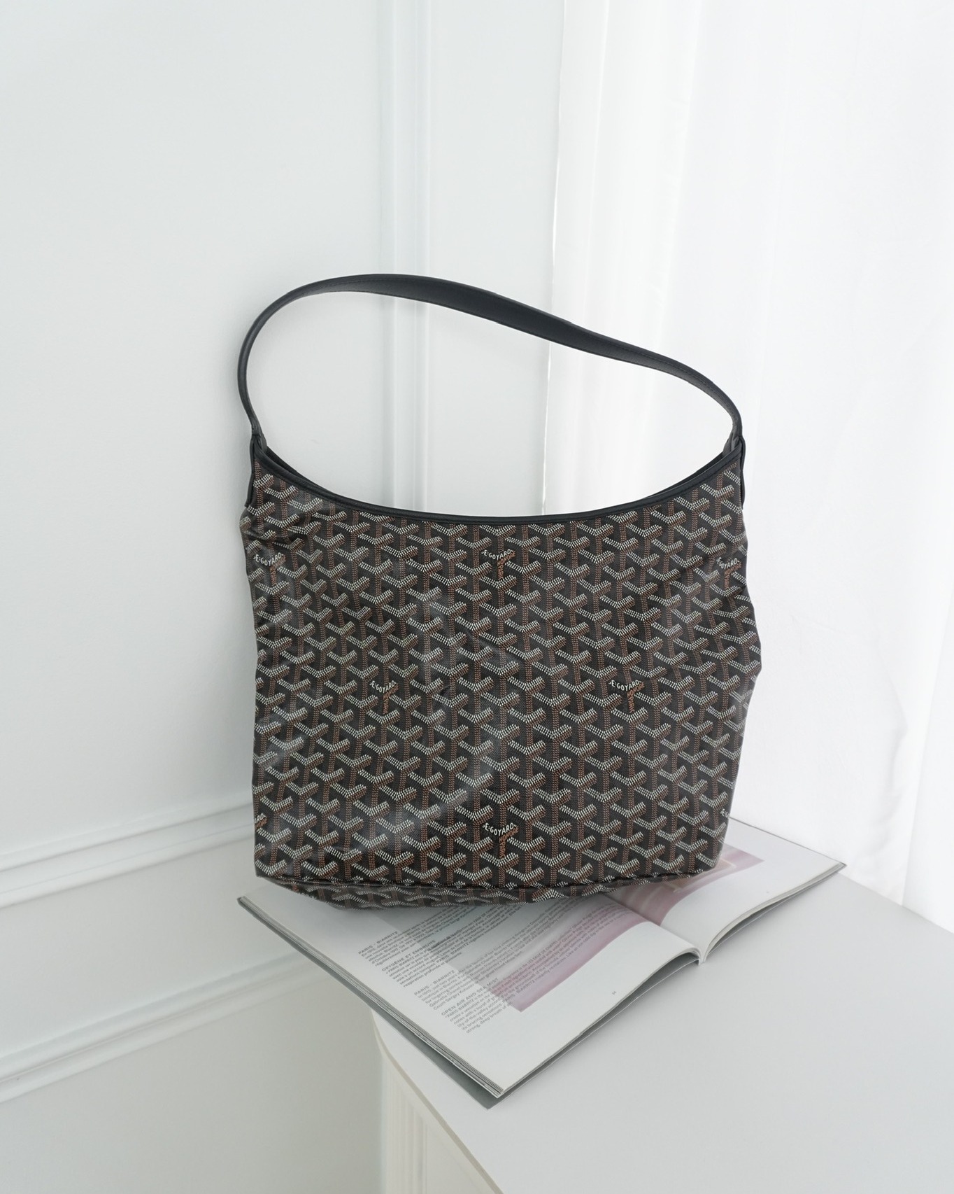 Goyard Bohème Hobo Bag Black Goyardine Canvas