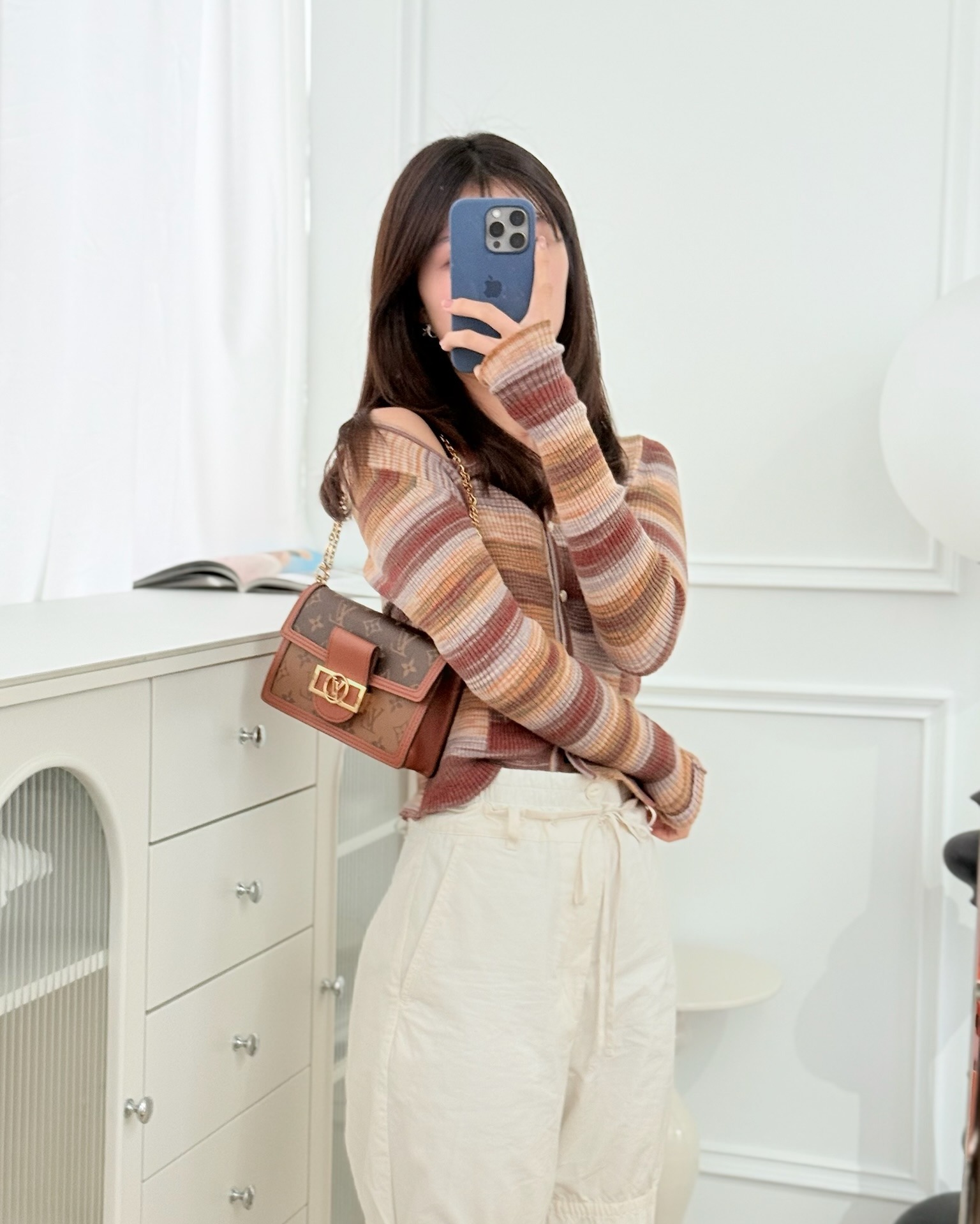 Louis Vuitton Chain Wallet Dauphine Monogram Tan Calfskin