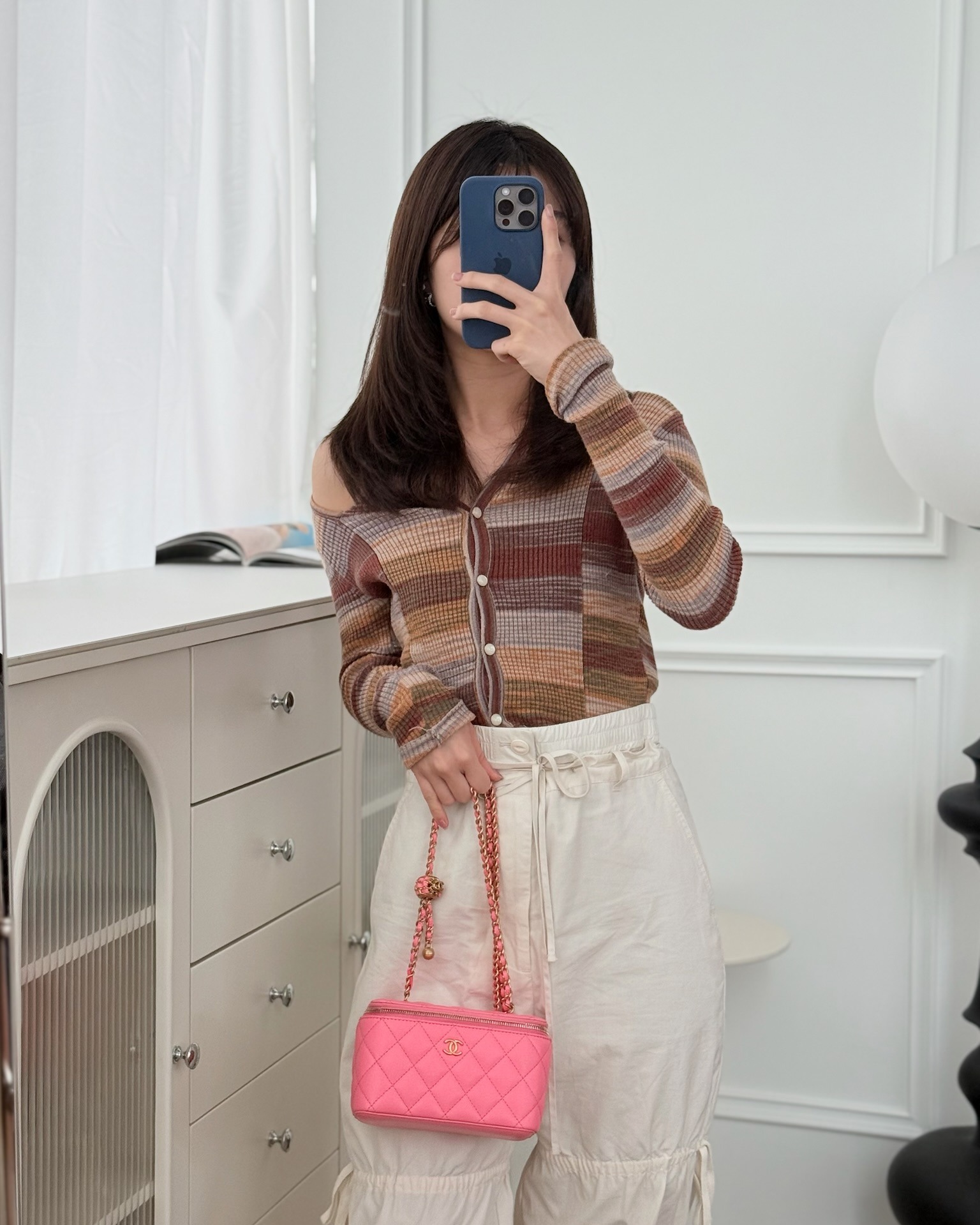 Chanel Pearl Crush Vanity With Chain Pink Lambskin Aged