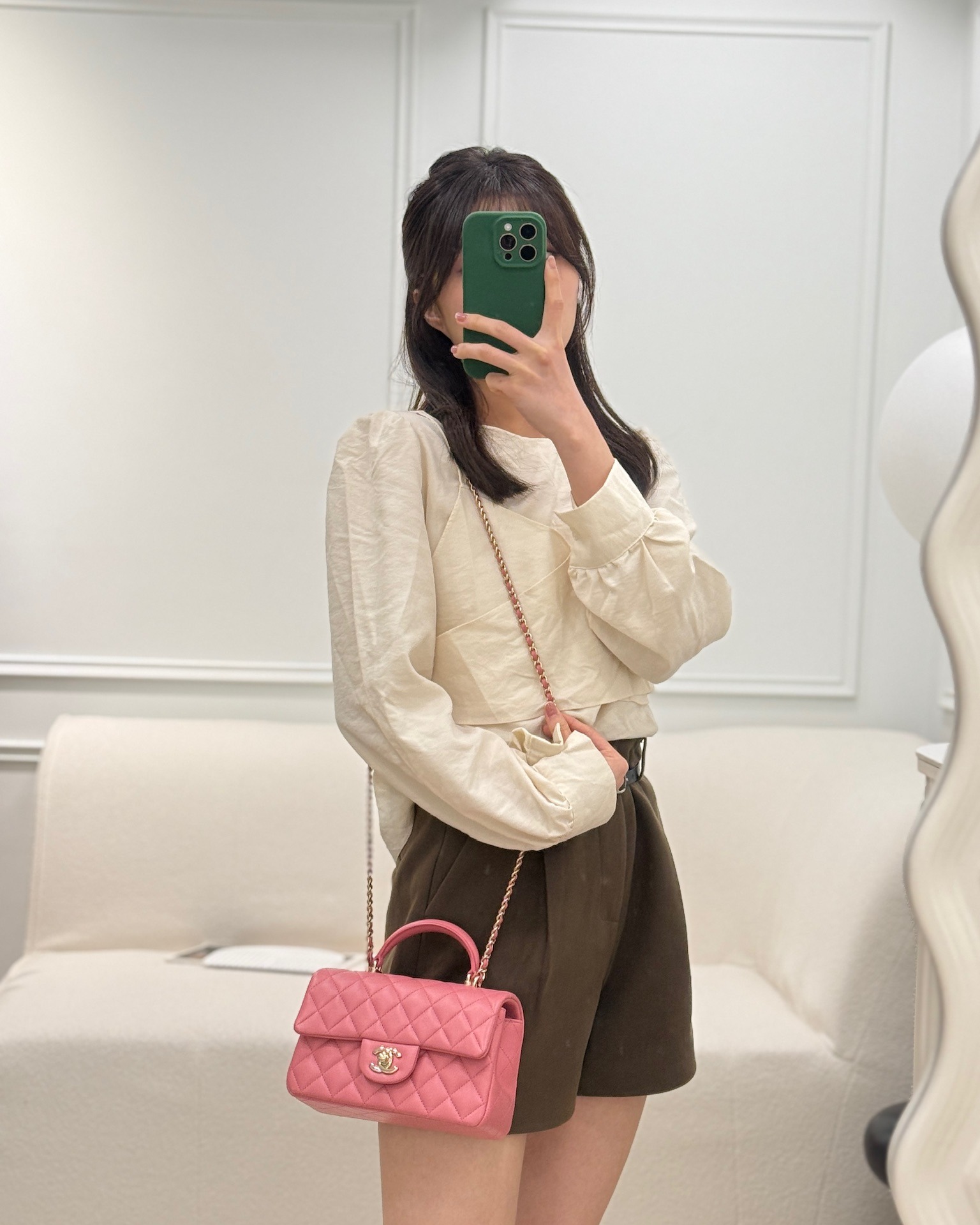 Chanel Top Handle Mini Rectangular Flap Pink Lambskin