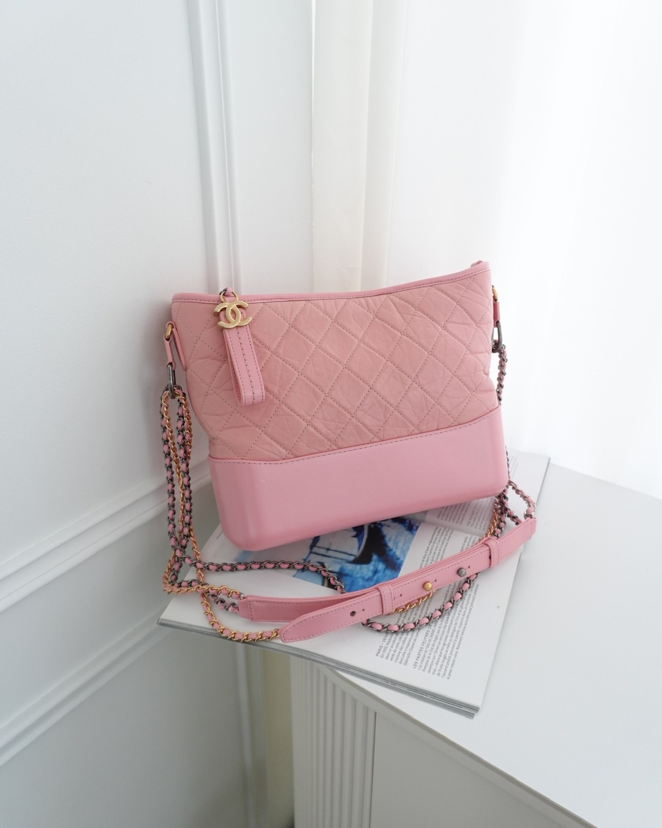Chanel Large Gabrielle Hobo Pink Aged Calfskin 19S