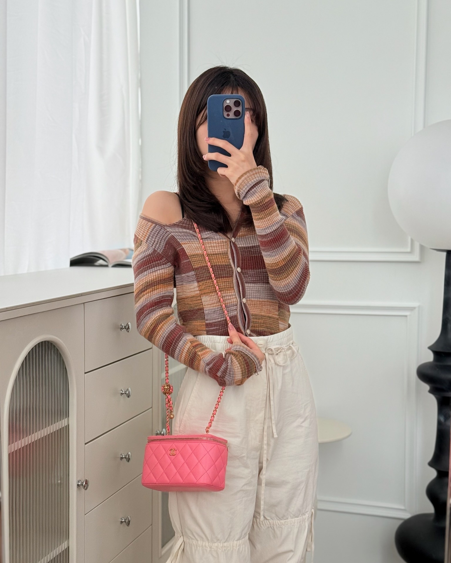 Chanel Pearl Crush Vanity With Chain Pink Lambskin Aged