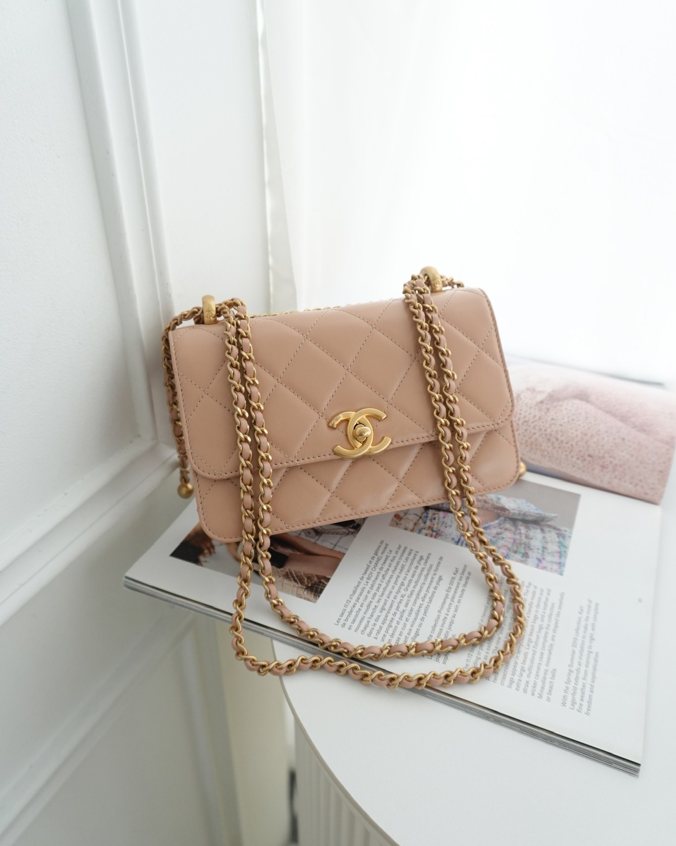 Chanel Quilted Mini Perfect Fit Adjustable Beige Calfskin