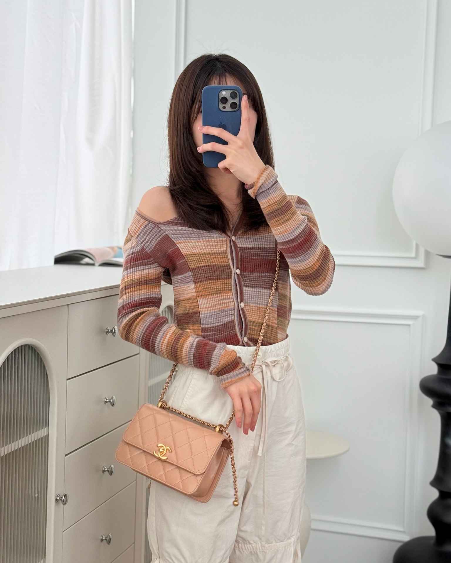 Chanel Quilted Mini Perfect Fit Adjustable Beige Calfskin