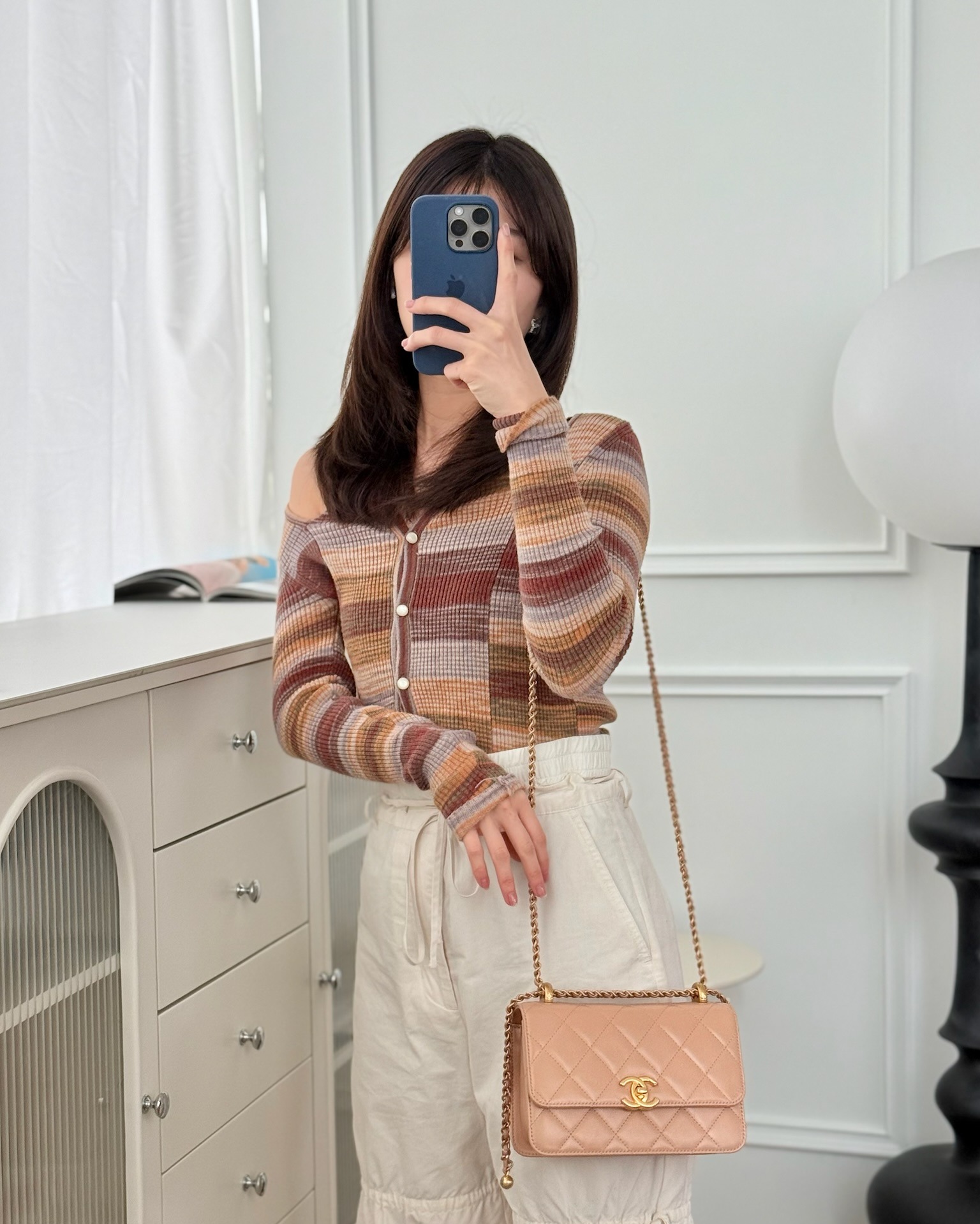 Chanel Quilted Mini Perfect Fit Adjustable Beige Calfskin