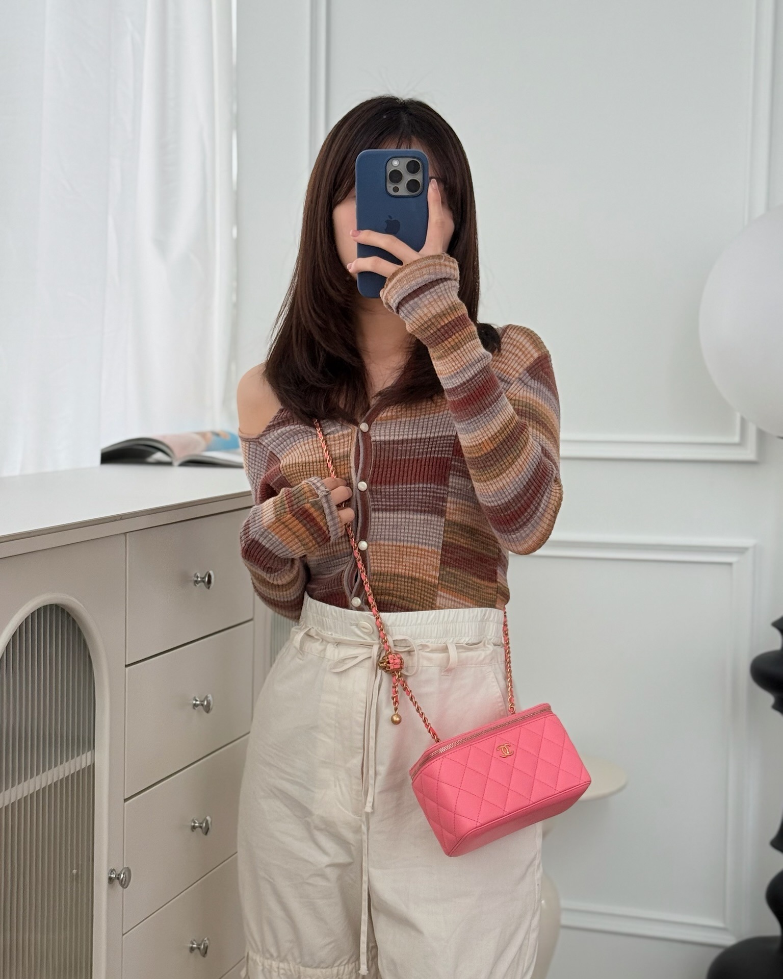 Chanel Pearl Crush Vanity With Chain Pink Lambskin Aged