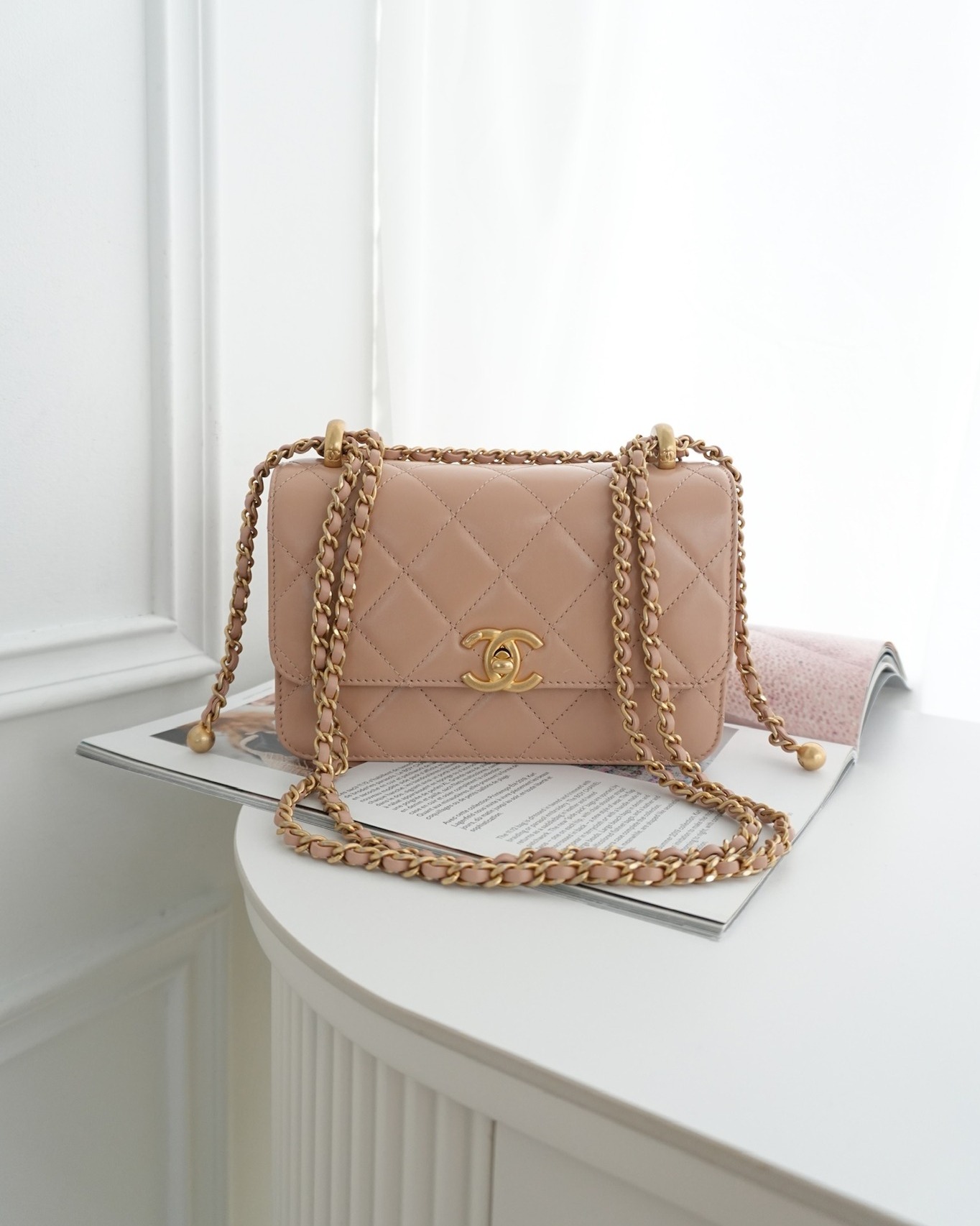 Chanel Quilted Mini Perfect Fit Adjustable Beige Calfskin