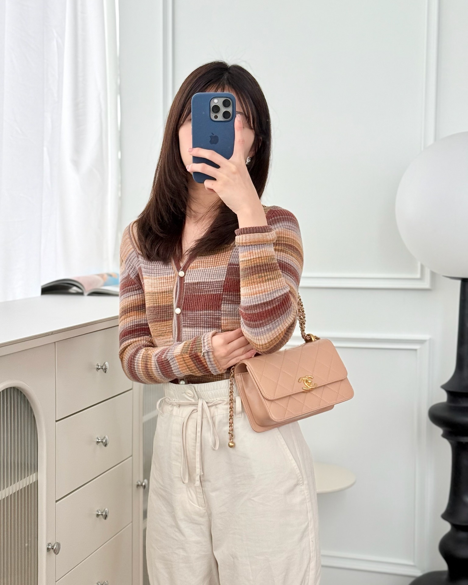 Chanel Quilted Mini Perfect Fit Adjustable Beige Calfskin