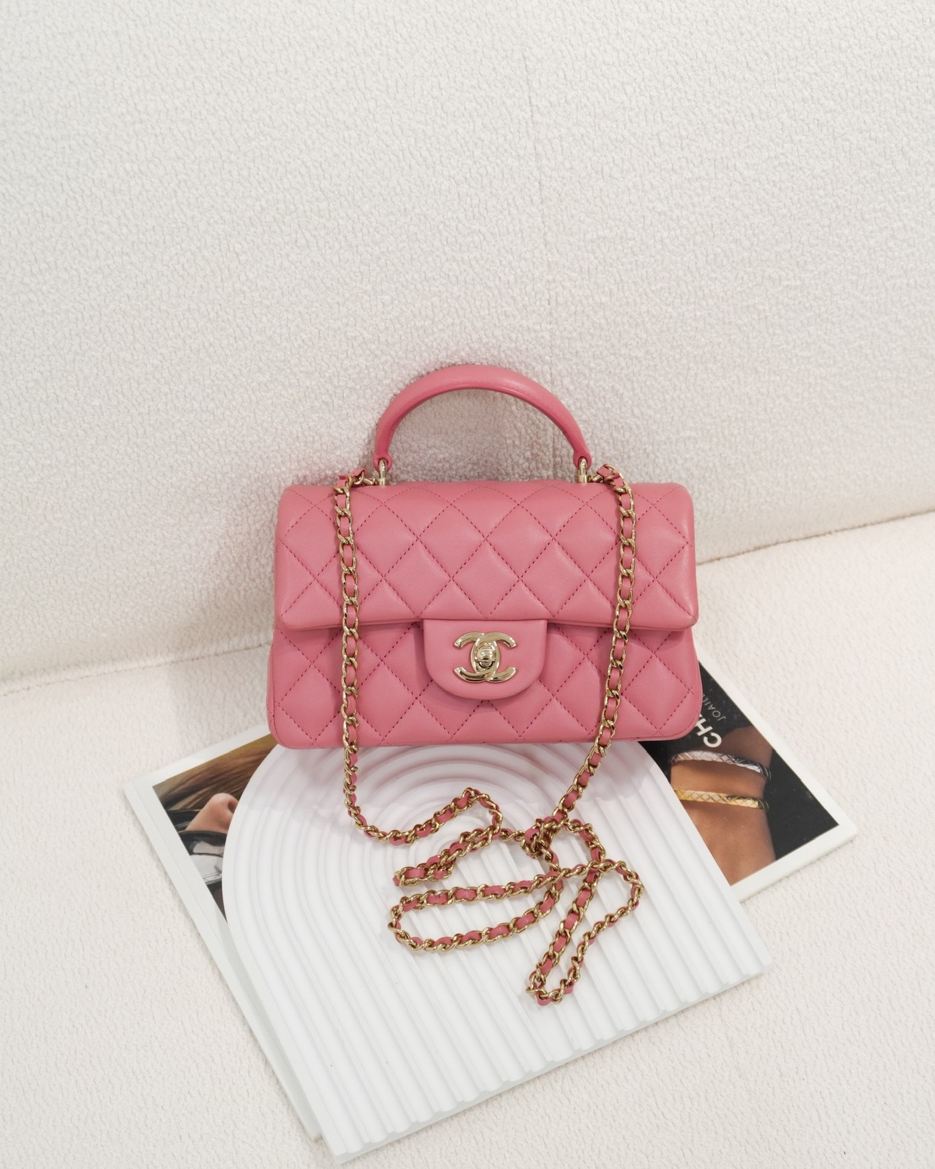 Chanel Top Handle Mini Rectangular Flap Pink Lambskin