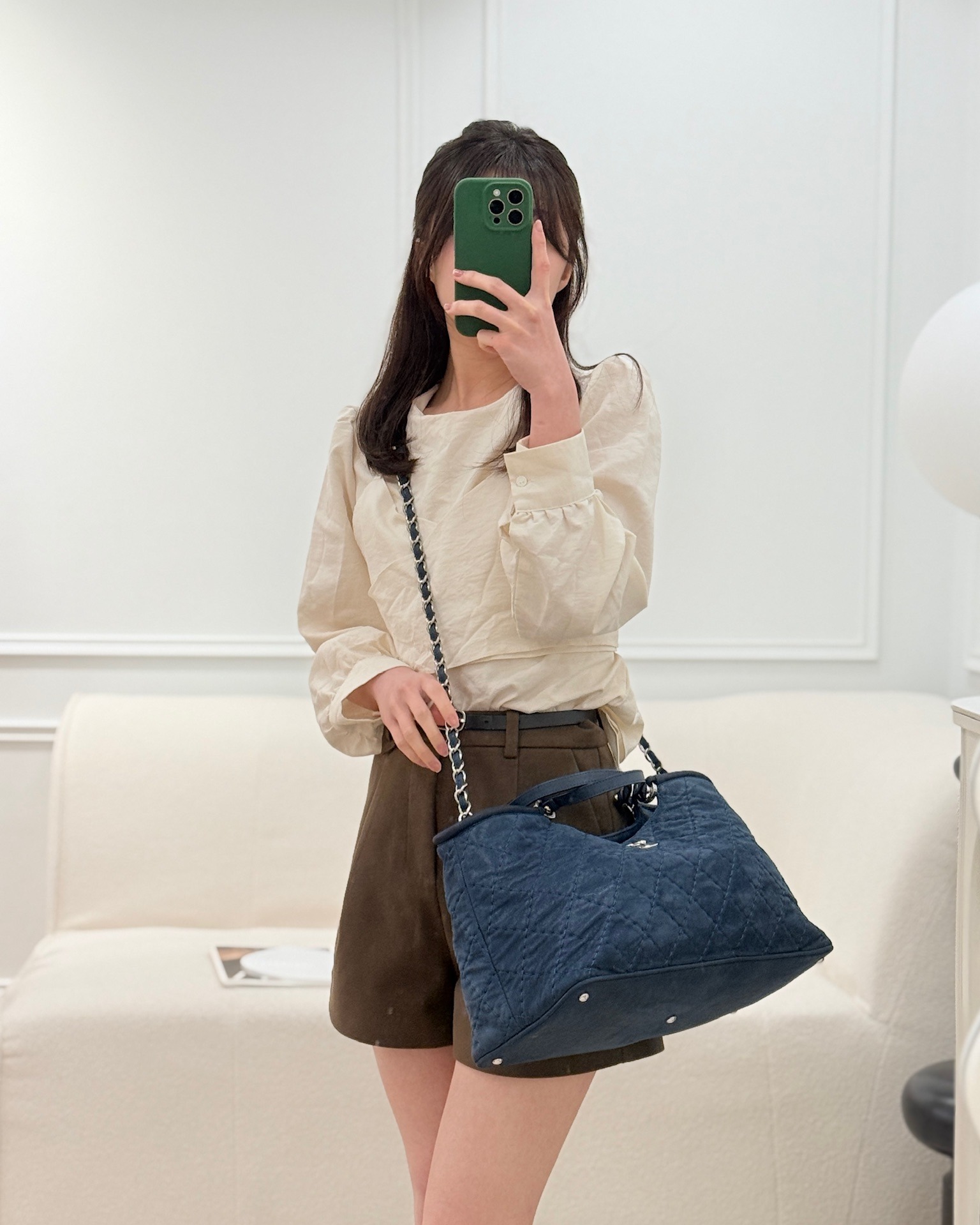 Chanel Small Sea Hit Tote Navy Iridescent Calfskin