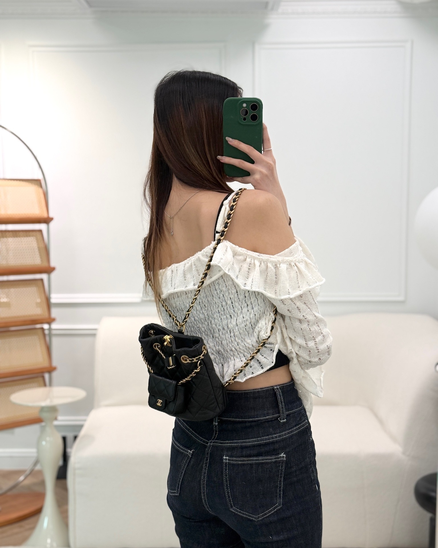 Chanel Mini Backpack Black Crumpled Calfskin Aged 23A