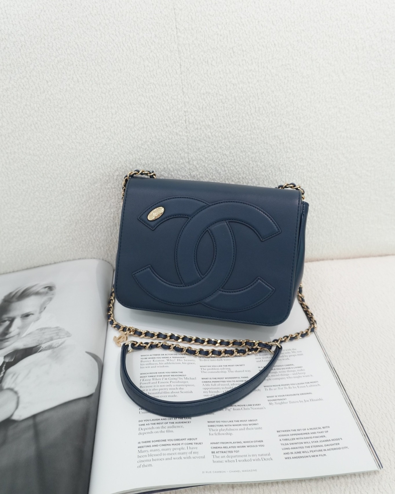 Chanel CC Mania Flap Bag Navy Lambskin