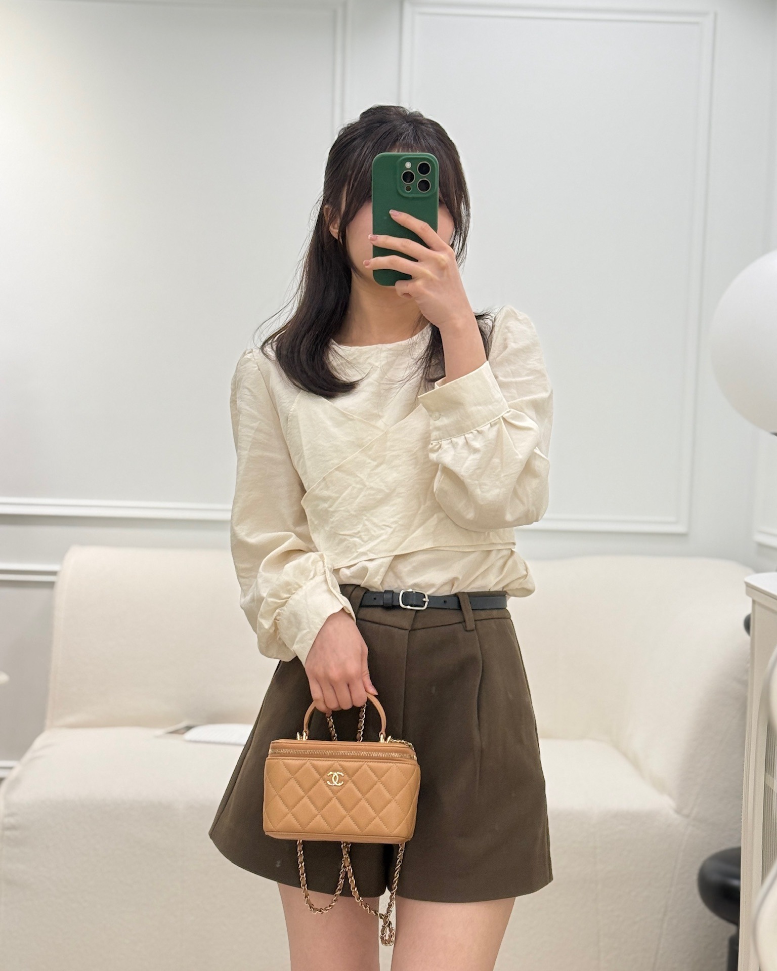 Chanel Top Handle Vanity with Chain Caramel Beige Lambskin