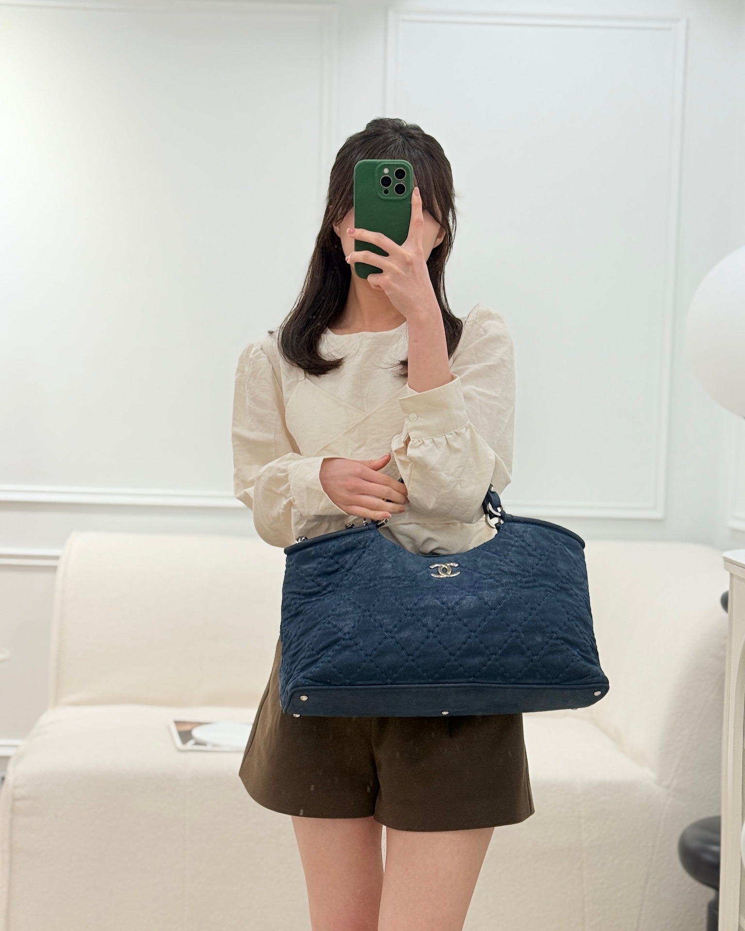Chanel Small Sea Hit Tote Navy Iridescent Calfskin