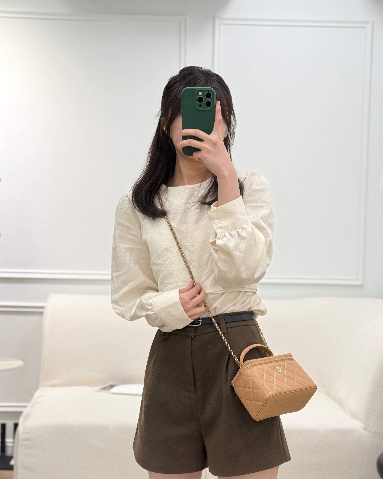 Chanel Top Handle Vanity with Chain Caramel Beige Lambskin