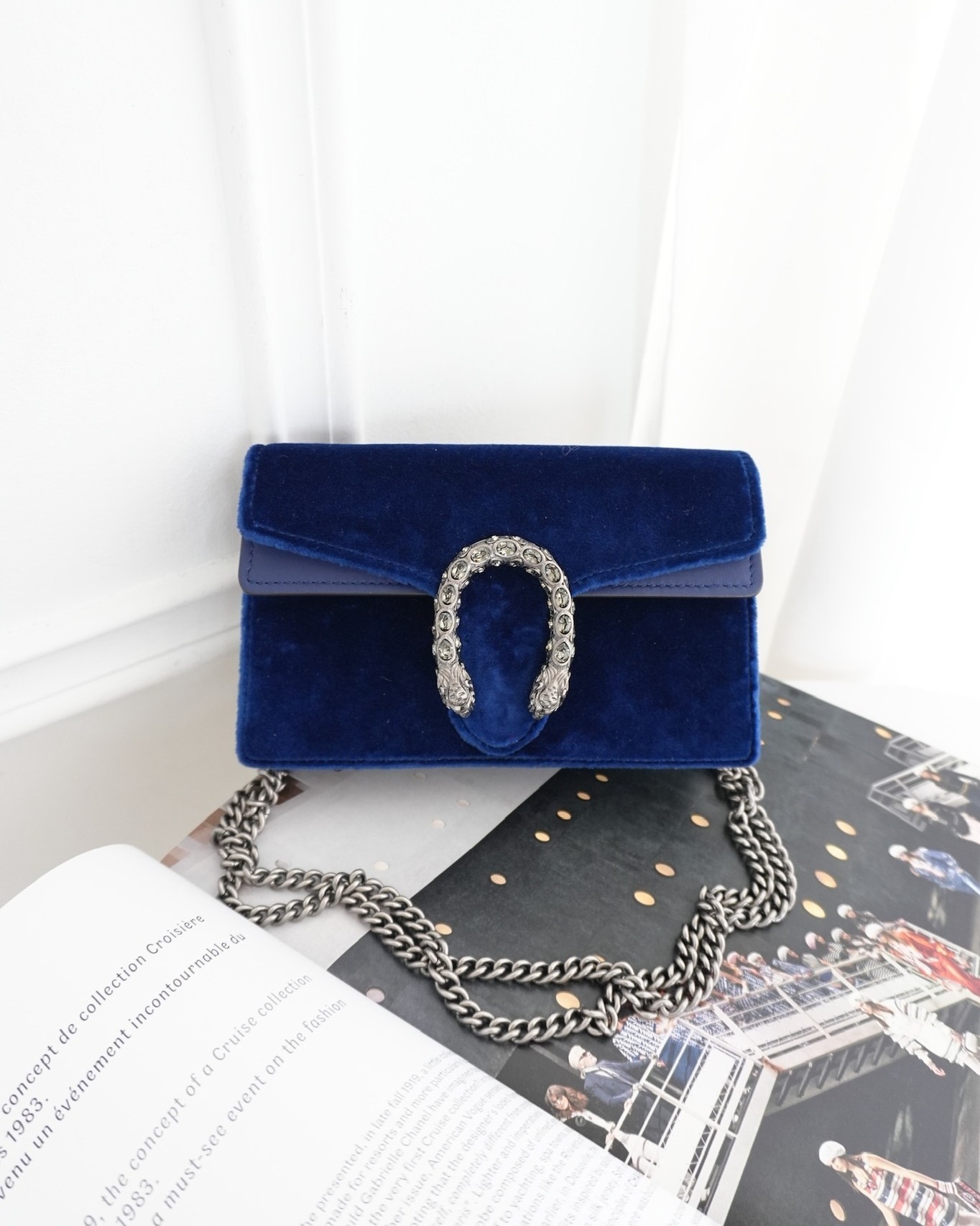 Gucci Super Mini Dionysus Crossbody Bag Royal Blue Velvet