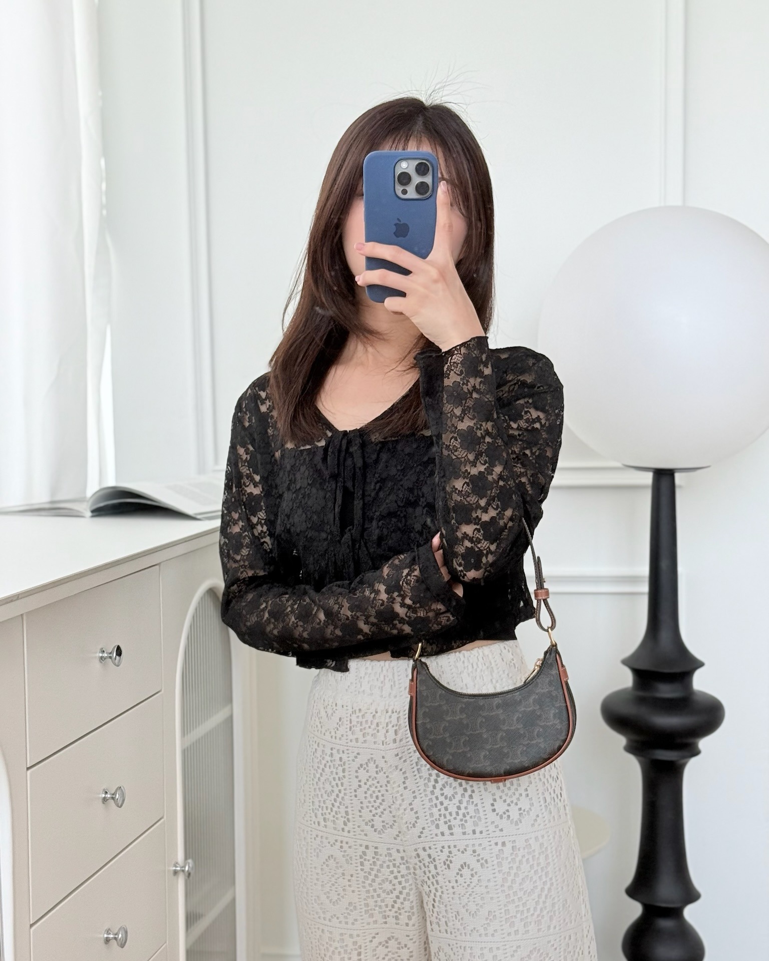 Celine Mini Ava Bag In Triomphe Canvas Calfskin Tan