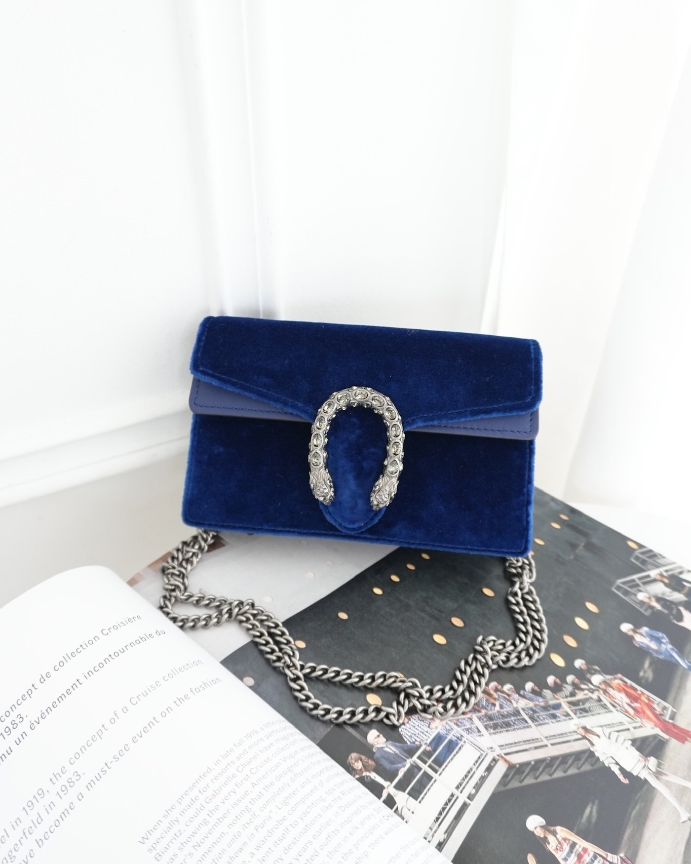 Gucci Super Mini Dionysus Crossbody Bag Royal Blue Velvet