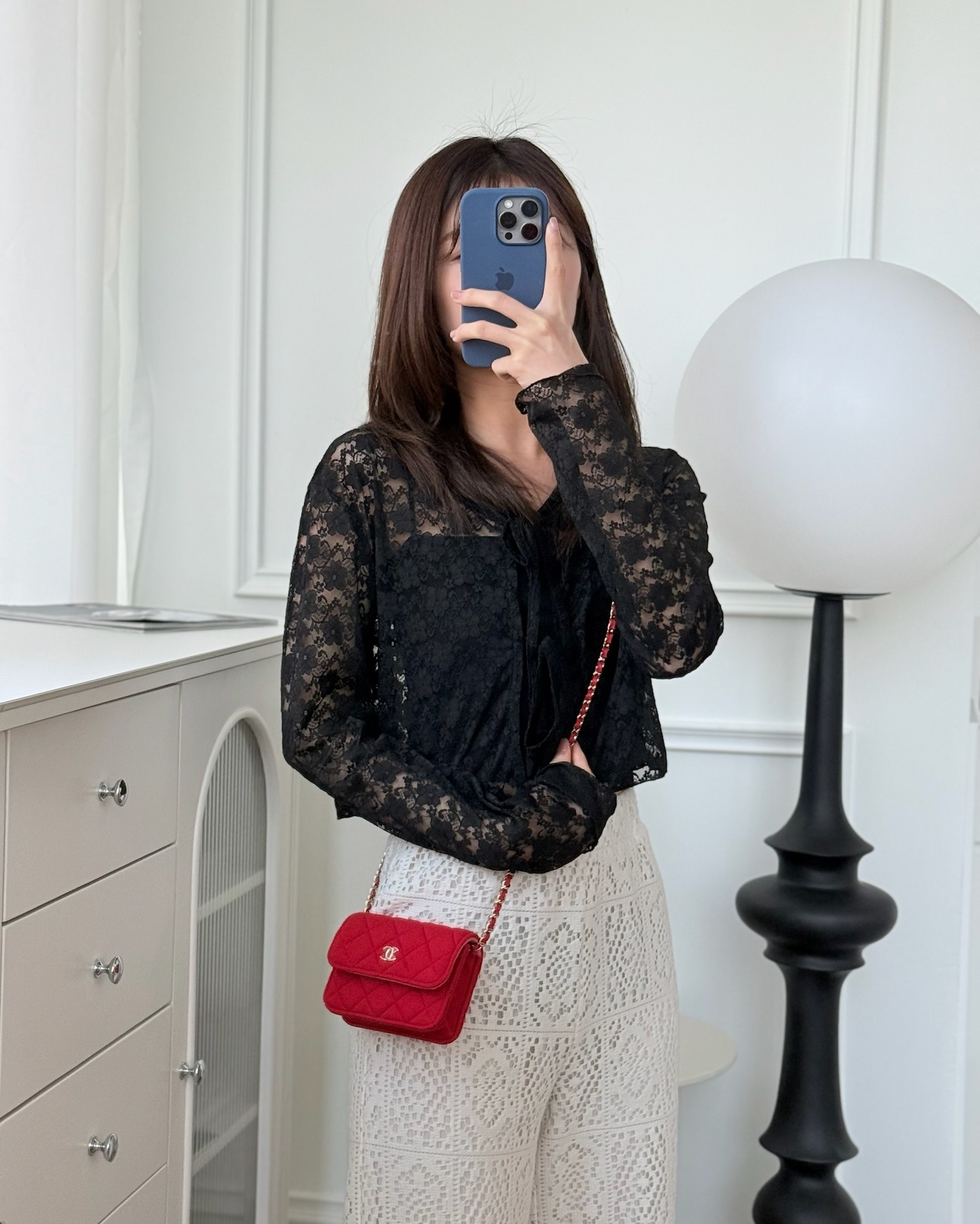 Chanel Mini Clutch With Chain Red Cotton