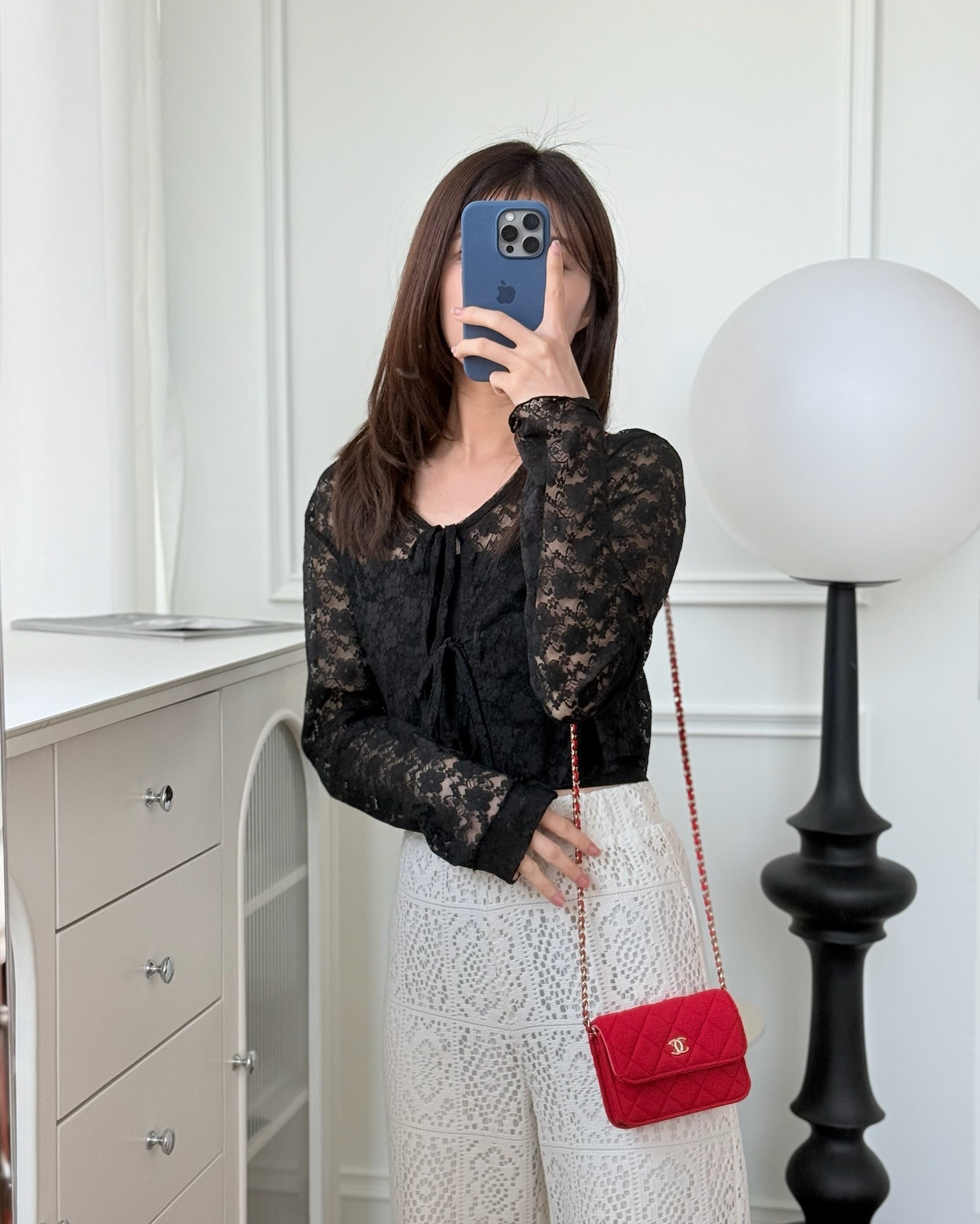 Chanel Mini Clutch With Chain Red Cotton