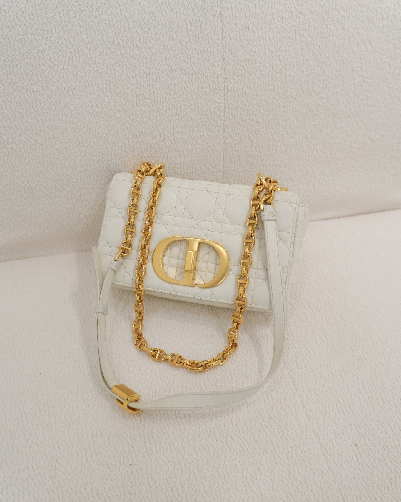 Dior Small Caro Bag Latte Supple Cannage Calfskin
