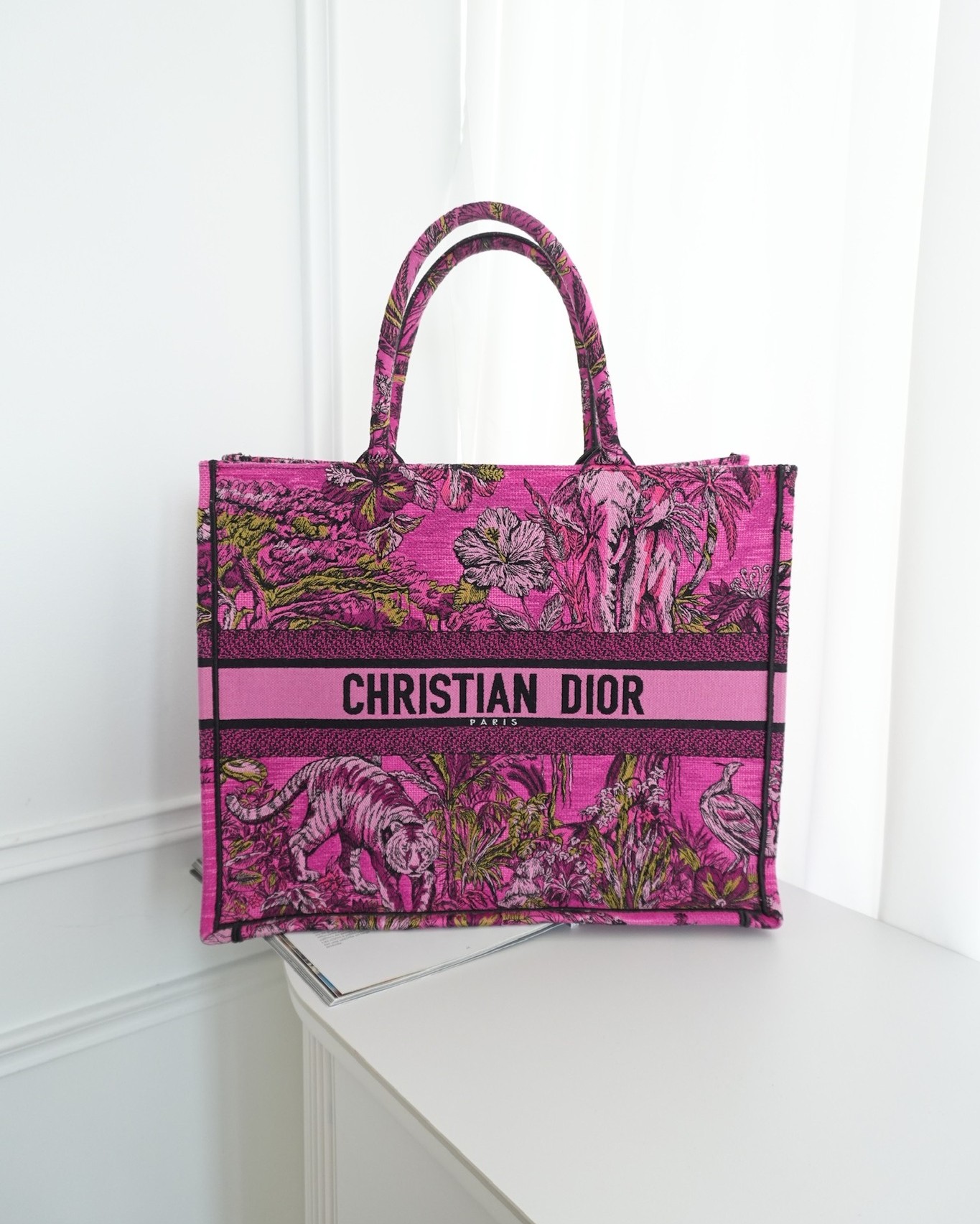Dior Large Pink Book Tote Canvas