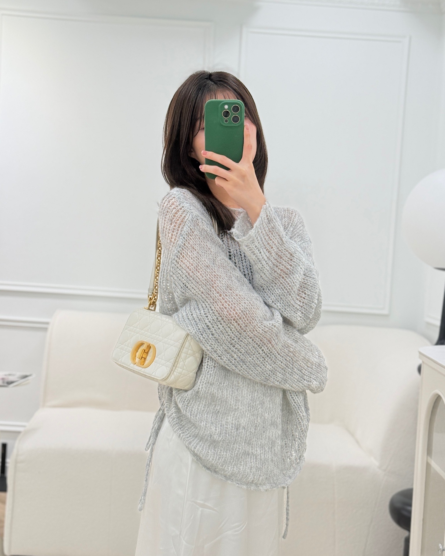 Dior Small Caro Bag Latte Supple Cannage Calfskin