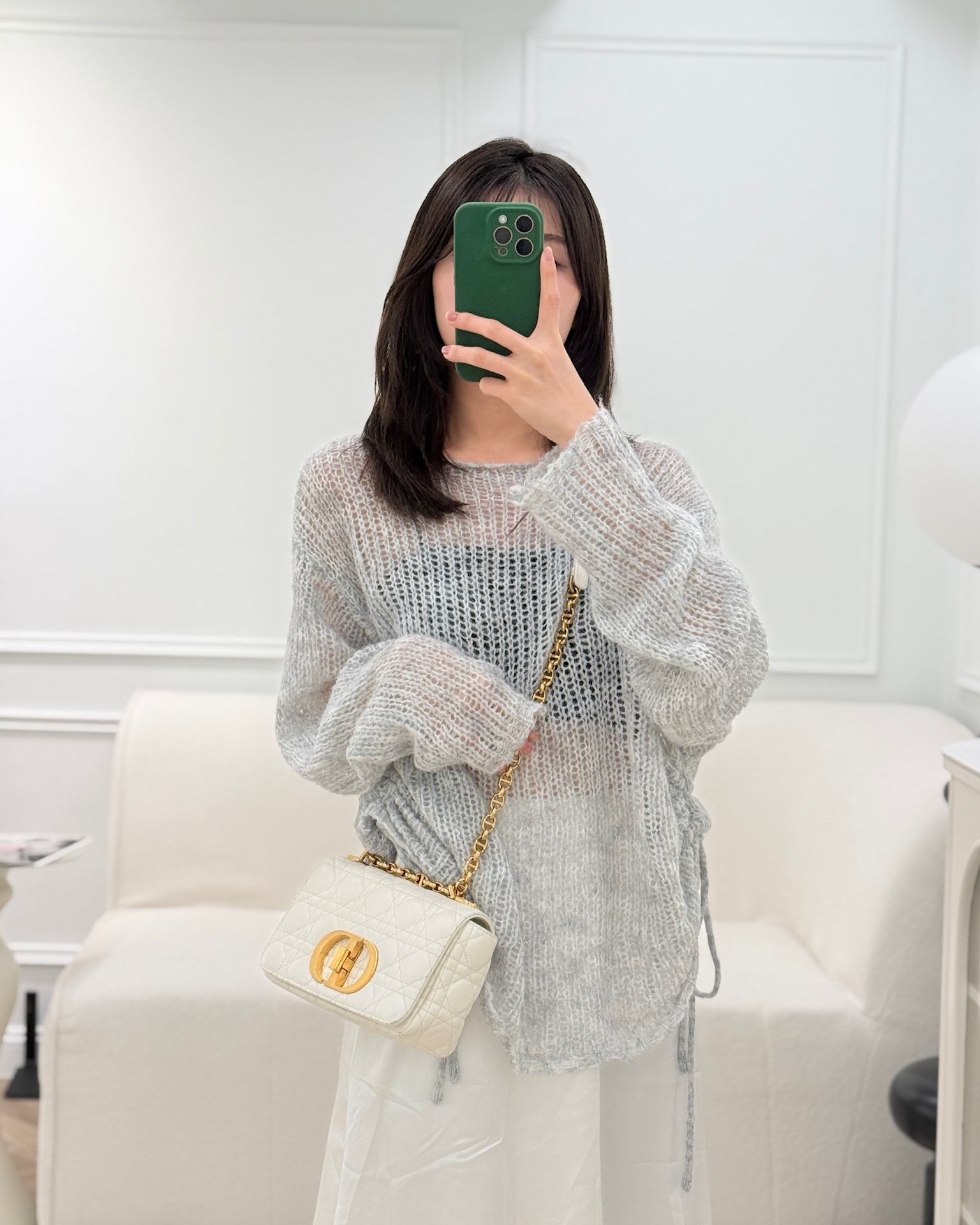 Dior Small Caro Bag Latte Supple Cannage Calfskin