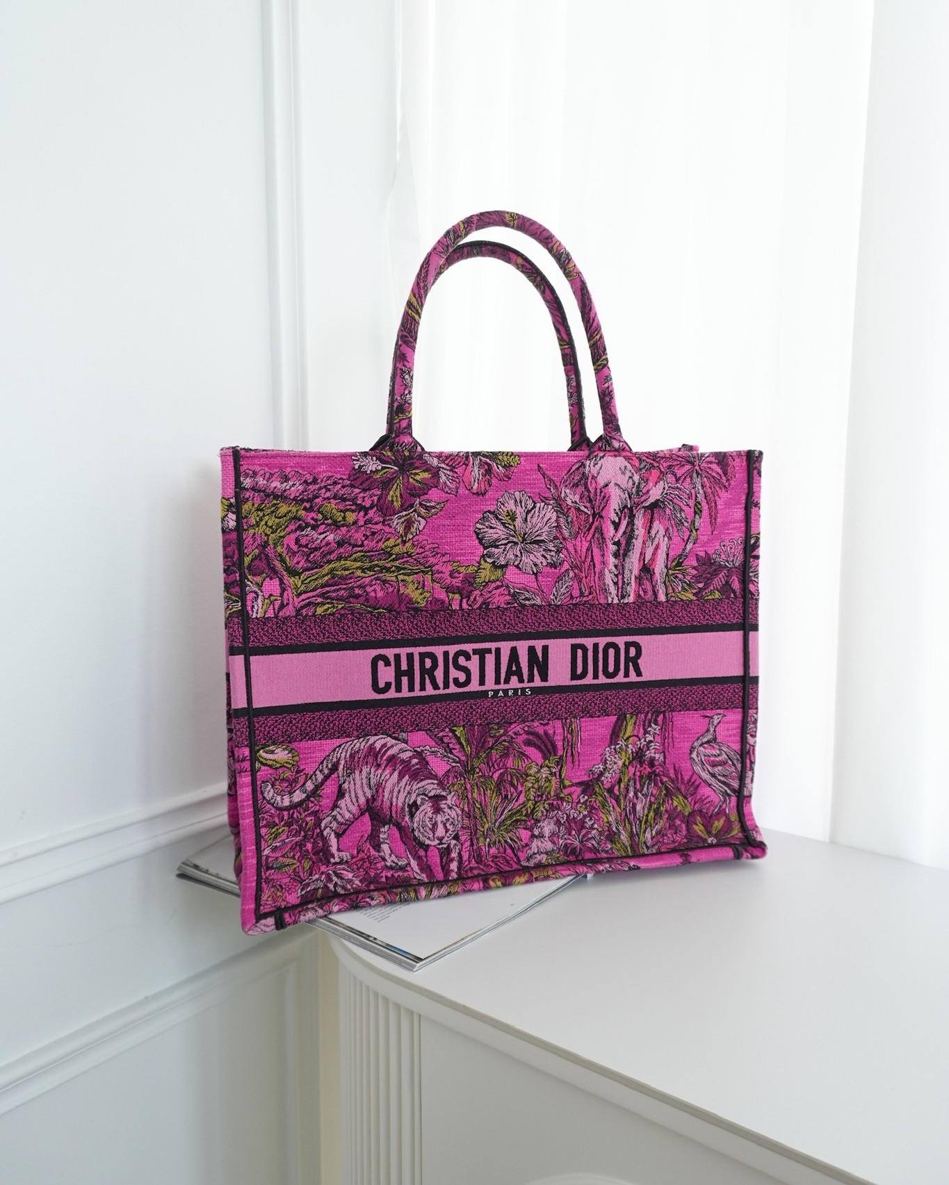 Dior Large Pink Book Tote Canvas