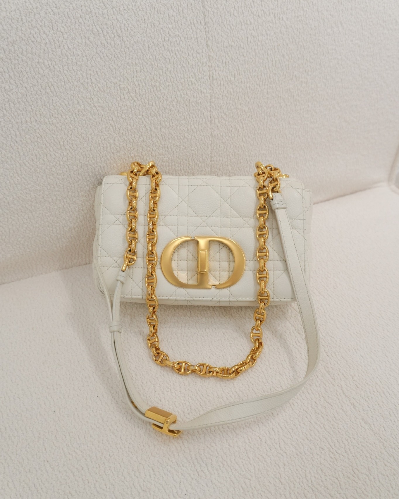 Dior Small Caro Bag Latte Supple Cannage Calfskin