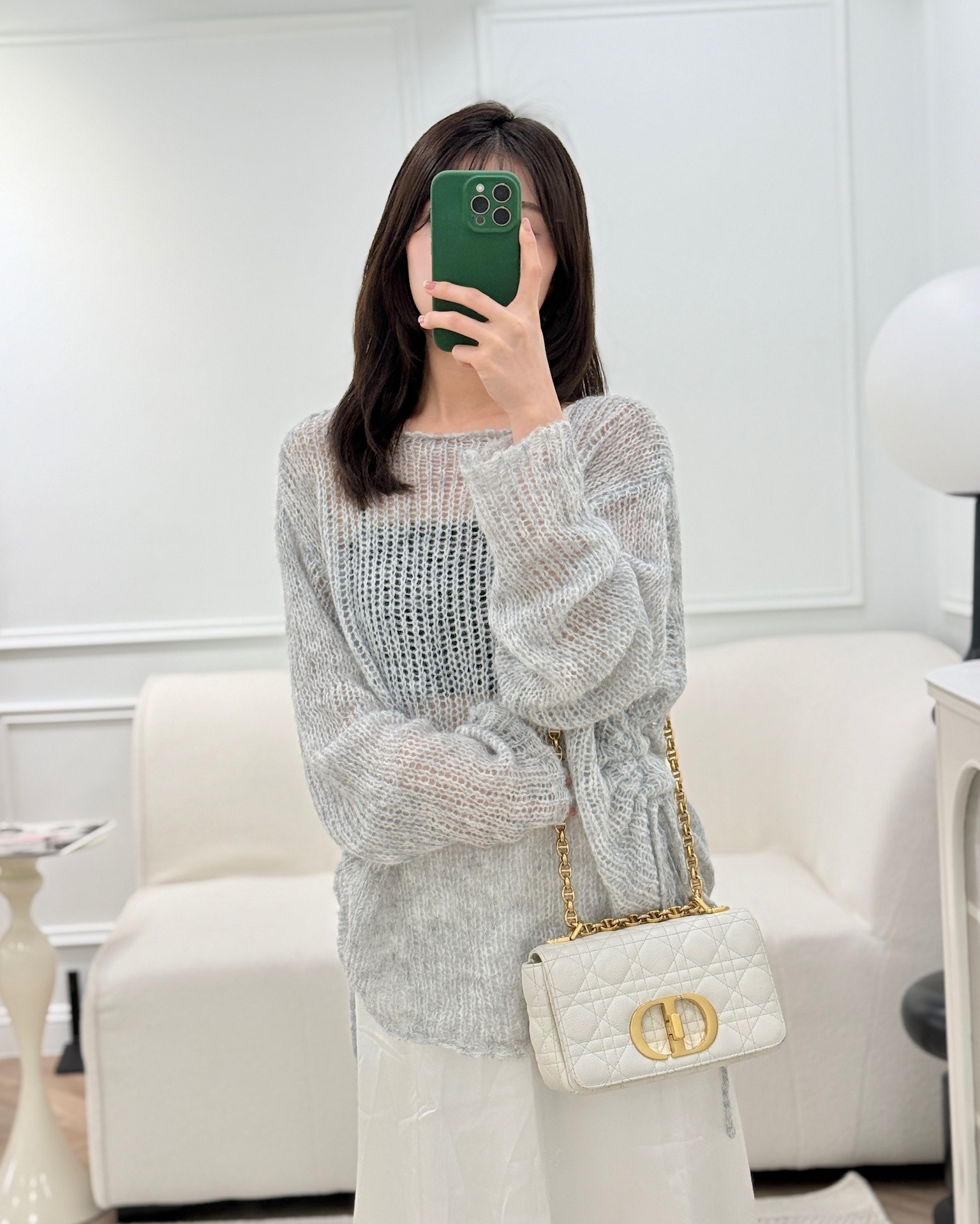 Dior Small Caro Bag Latte Supple Cannage Calfskin