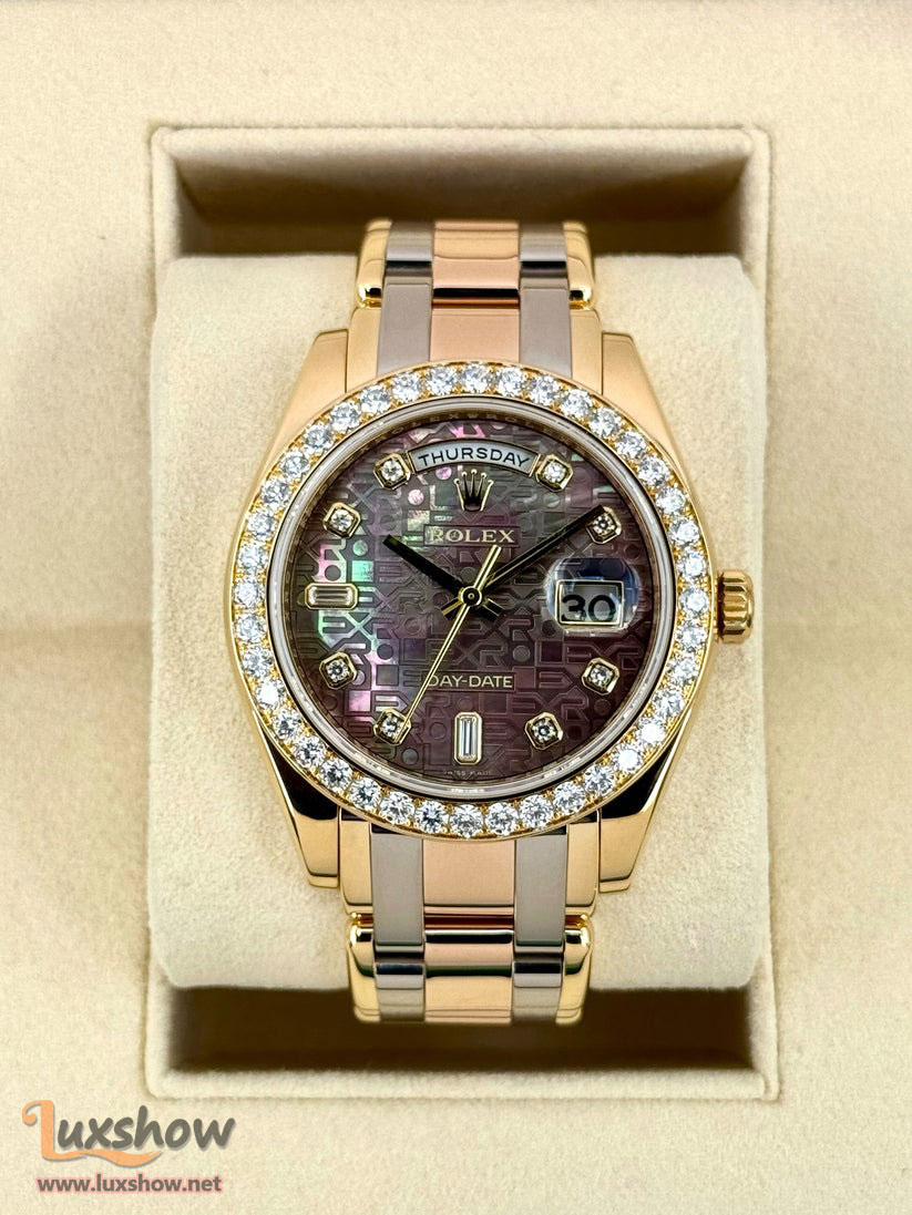Rolex Day-Date Pearlmaster Masterpiece 39mm 18948 Tridor Tahitian Mother of Pearl Diamond Anniversary Dial