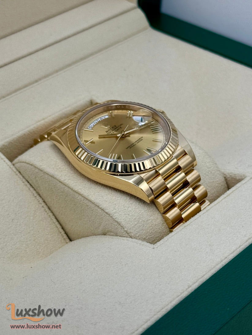 Rolex Day-Date 40mm 228238 Presidential 18kt Yellow Gold Champagne Roman Numeral Dial