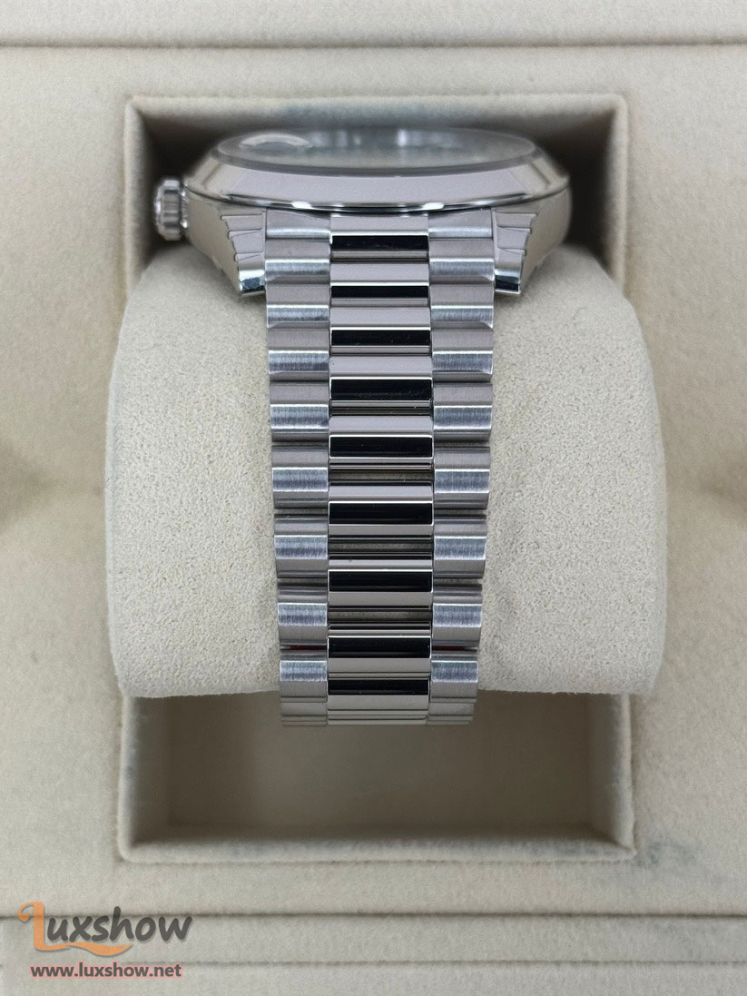 Rolex Day-Date 40mm 228206 with Presidential Bracelet Crafted in Platinum and an Ice Blue Motif Dial