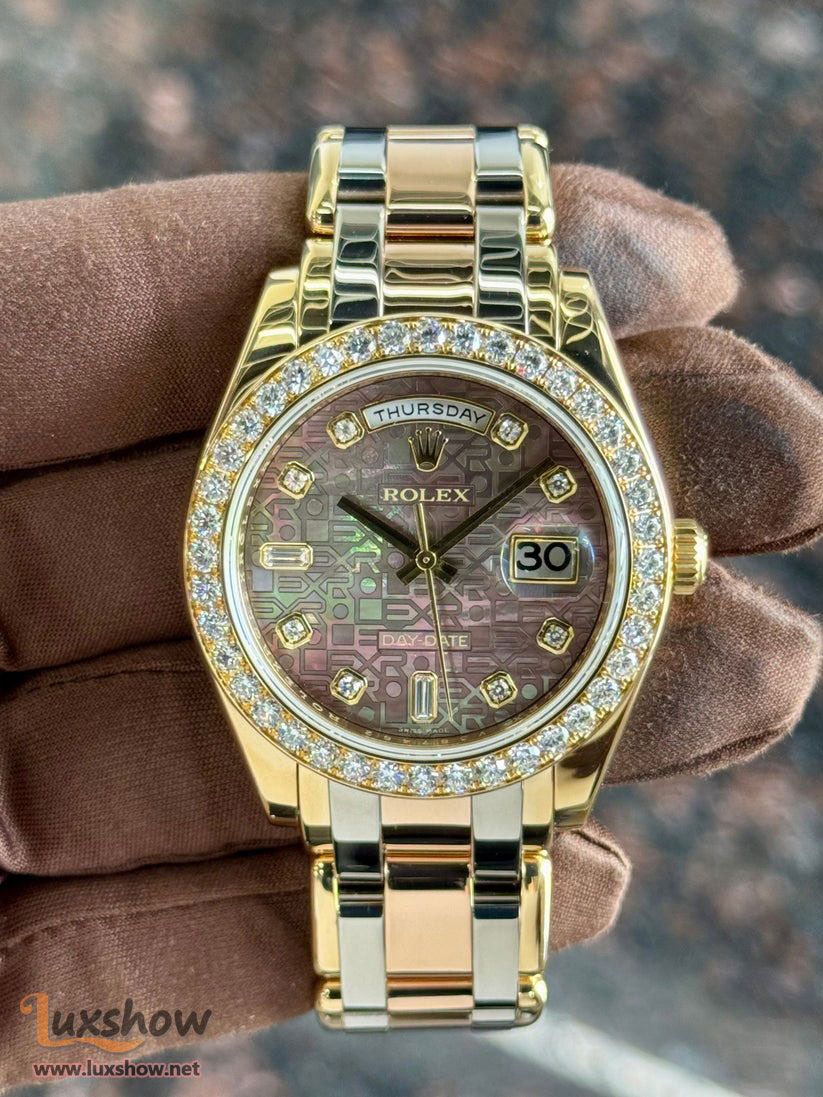 Rolex Day-Date  Pearlmaster Masterpiece 39mm 18948 Tridor Tahitian Mother of Pearl Diamond Anniversary Dial