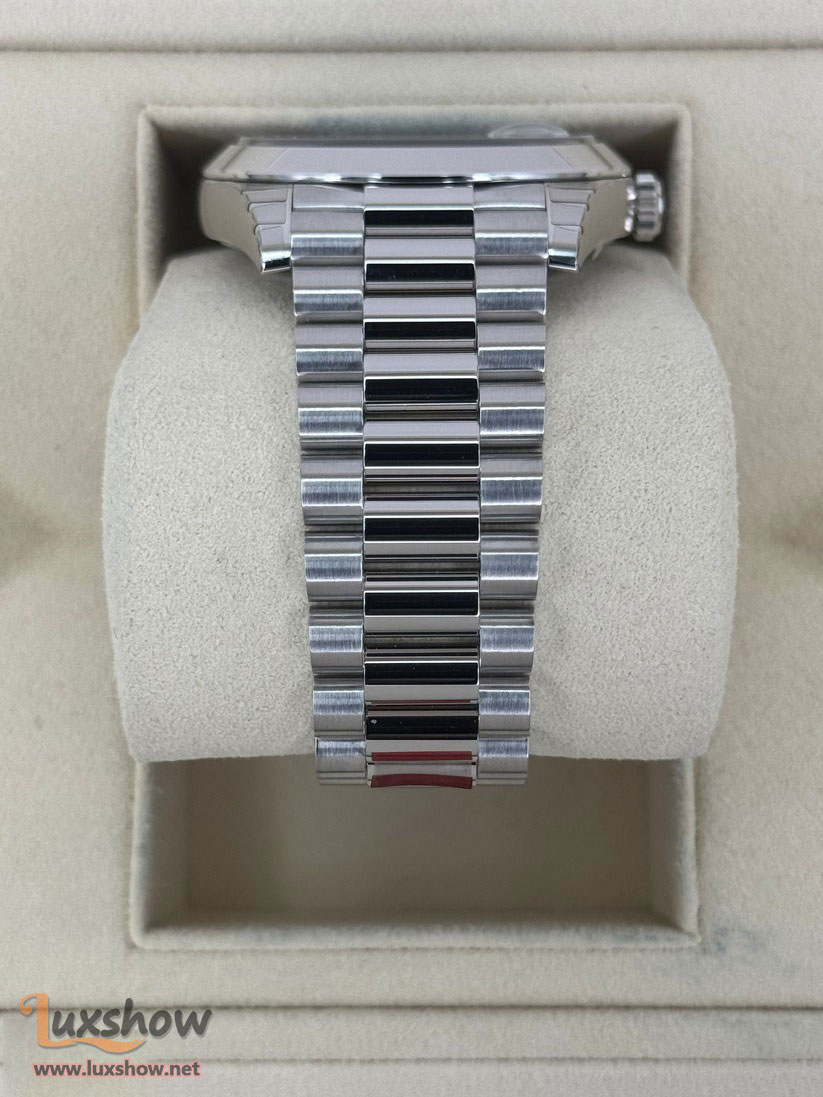 Rolex Day-Date 40mm 228206 with Presidential Bracelet Crafted in Platinum and an Ice Blue Motif Dial