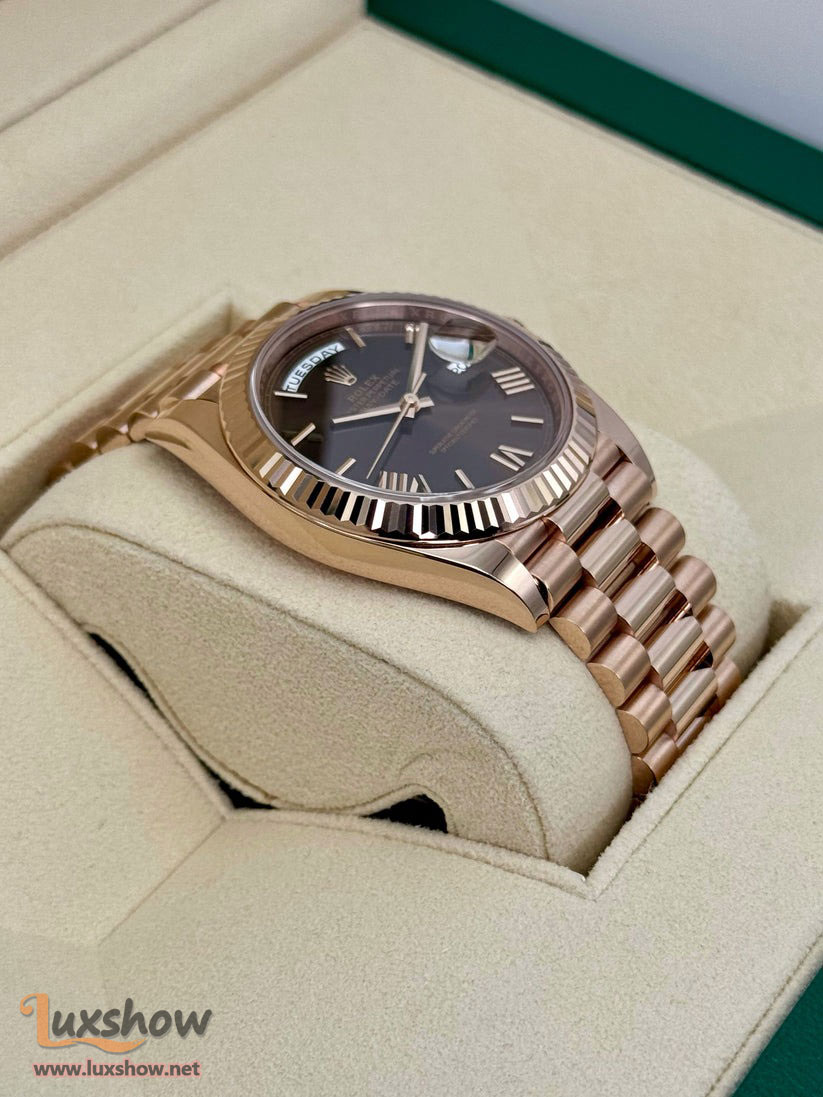 Rolex Day-Date 40mm 228235 Presidential Everose Gold Chocolate Dial