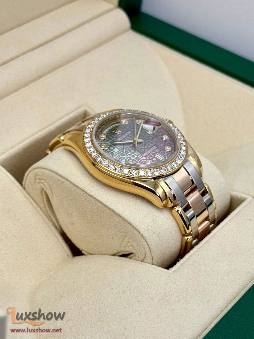 Rolex Day-Date  Pearlmaster Masterpiece 39mm 18948 Tridor Tahitian Mother of Pearl Diamond Anniversary Dial