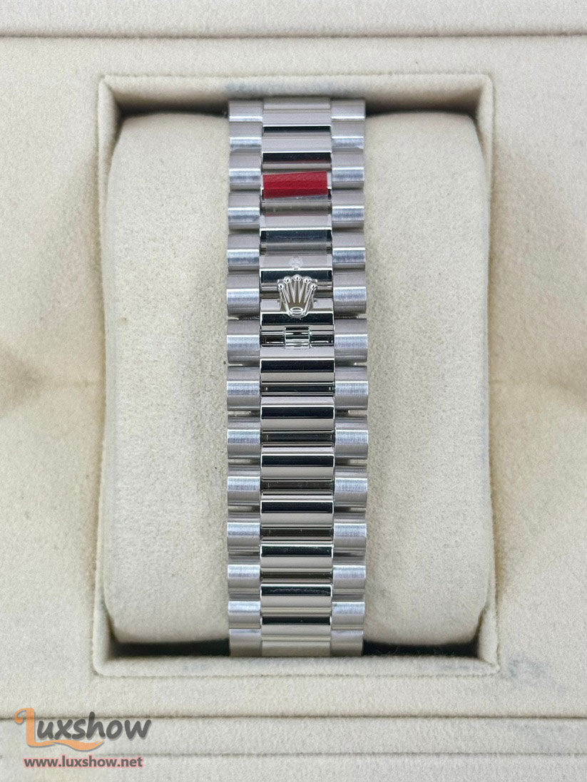 Rolex Day-Date 40mm 228206 with Presidential Bracelet Crafted in Platinum and an Ice Blue Motif Dial