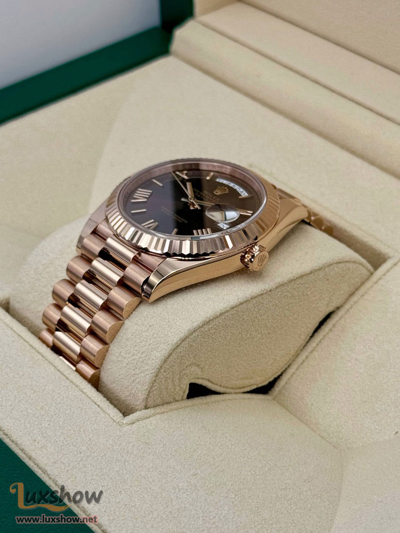 Rolex Day-Date 40mm 228235 Presidential Everose Gold Chocolate Dial