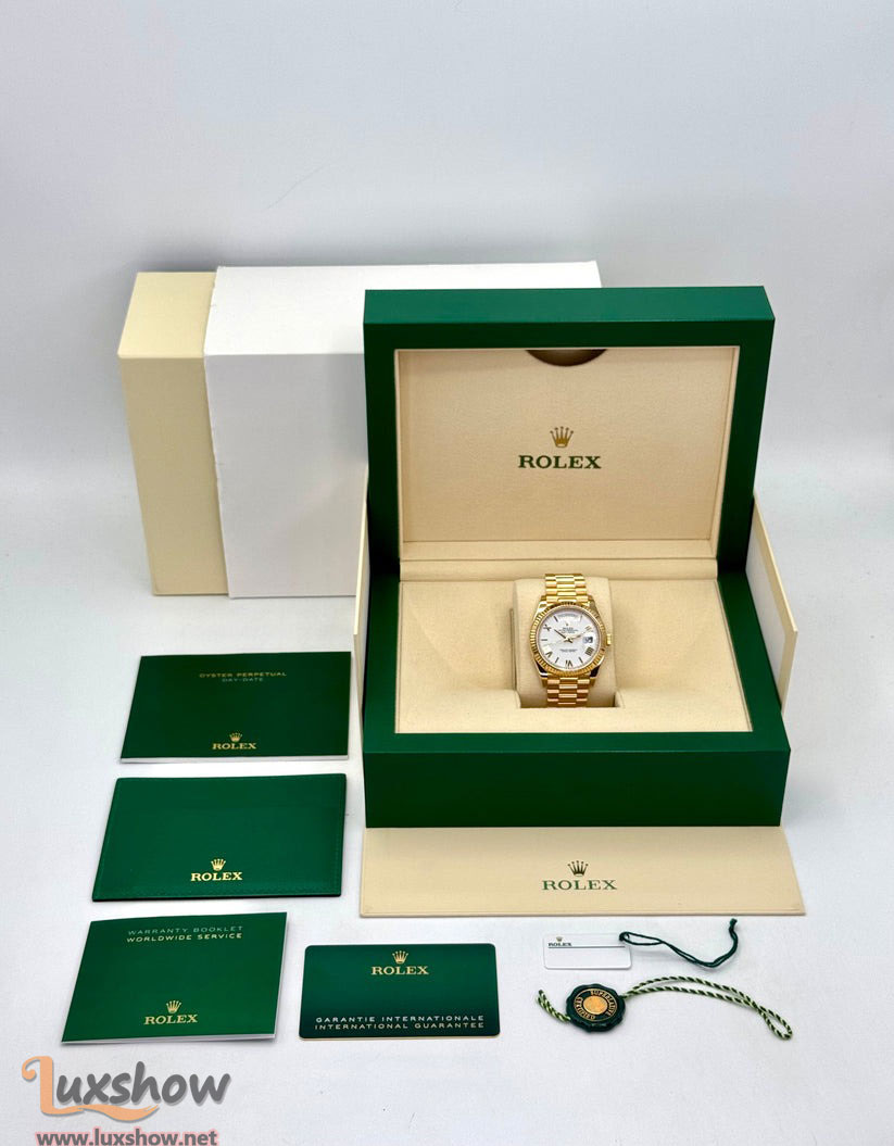 Rolex Day-Date 40mm 228238 18K Yellow Gold Presidential Bracelet White Dial