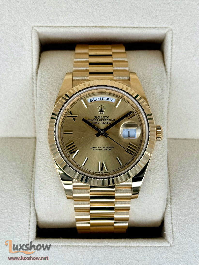 Rolex Day-Date 40mm 228238 Presidential 18kt Yellow Gold Champagne Roman Numeral Dial