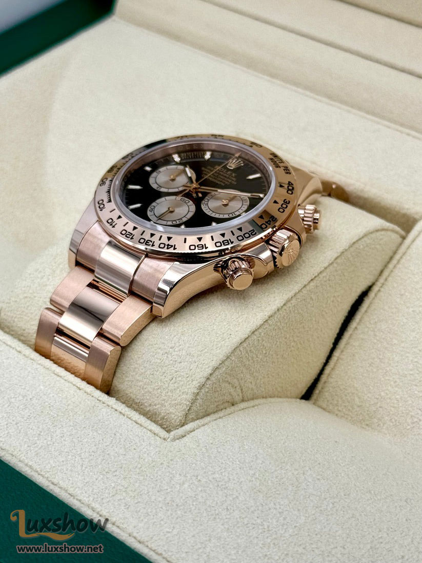 Rolex Cosmograph Daytona 40mm 126505 18k Rose Gold Bright Black Dial Sundust Sub-Dials Oyster Bracelet