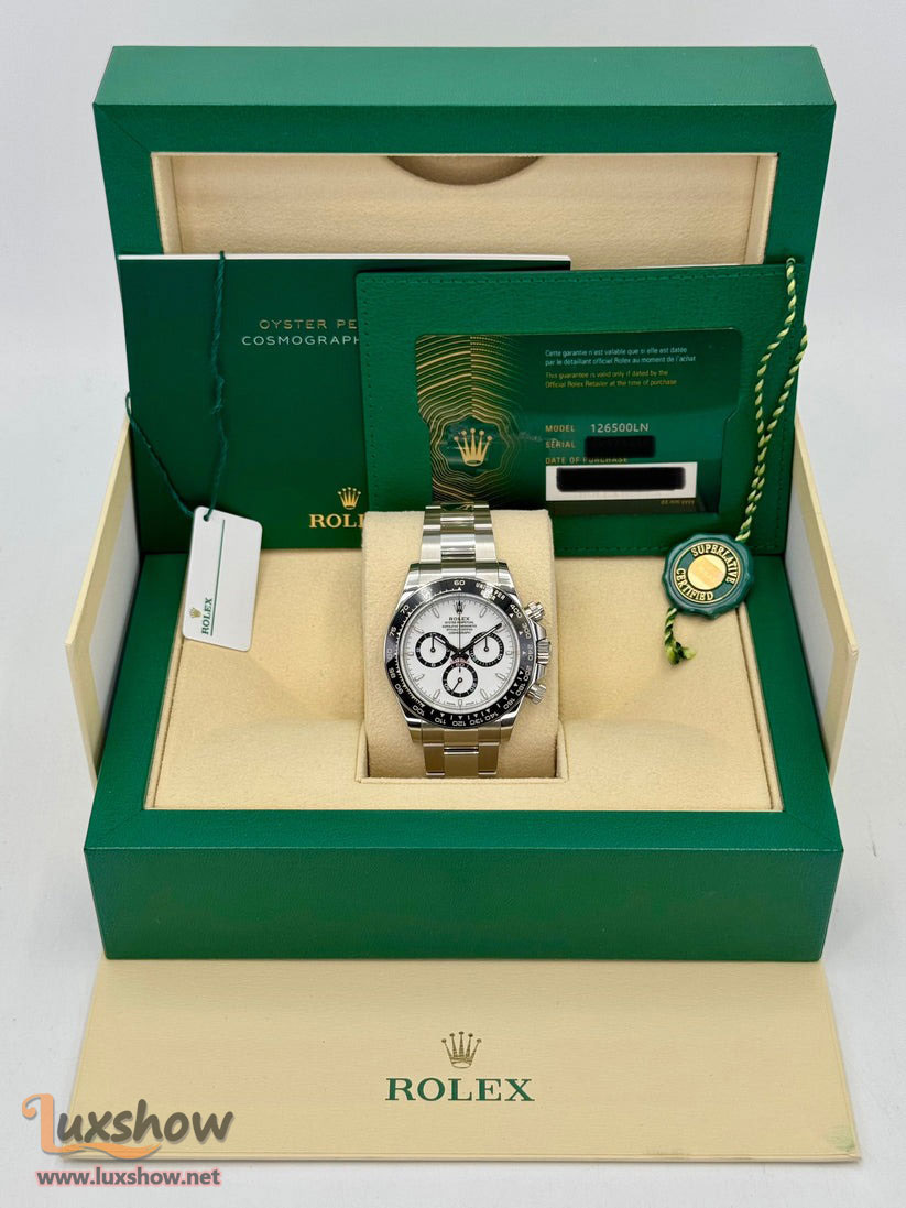 Rolex Cosmograph Daytona 40mm 126500LN / 126500 Oystersteel White Panda Dial with Oyster Bracelet