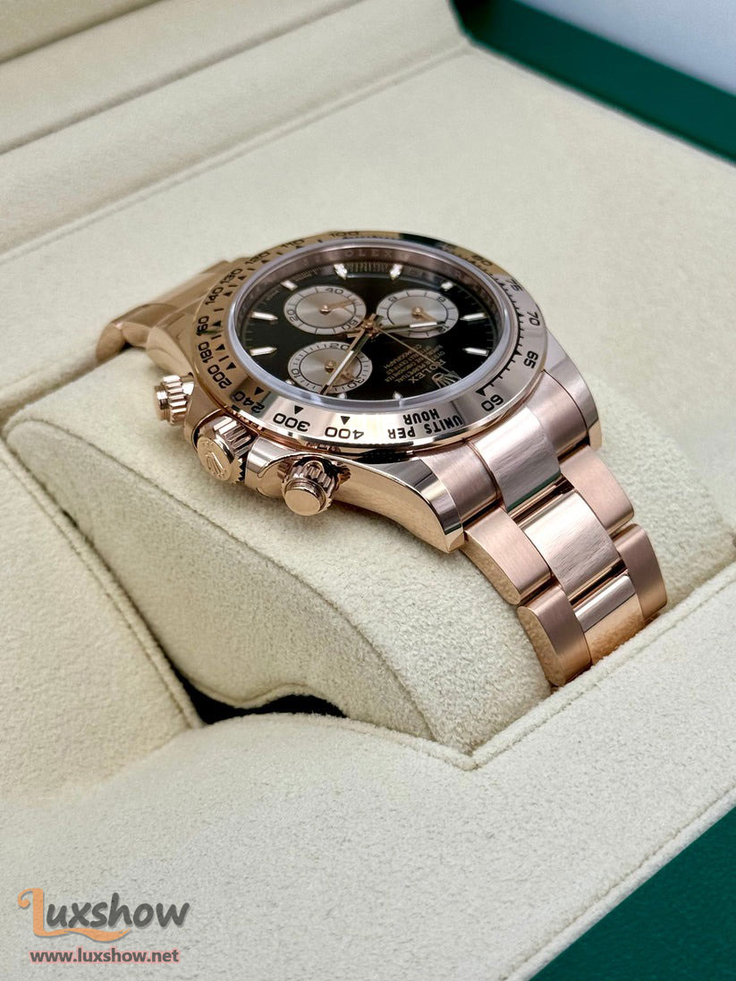 Rolex Cosmograph Daytona 40mm 126505 18k Rose Gold Bright Black Dial Sundust Sub-Dials Oyster Bracelet