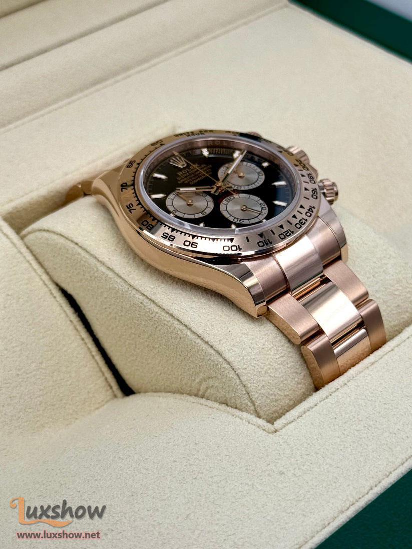 Rolex Cosmograph Daytona 40mm 126505 18k Rose Gold Bright Black Dial Sundust Sub-Dials Oyster Bracelet